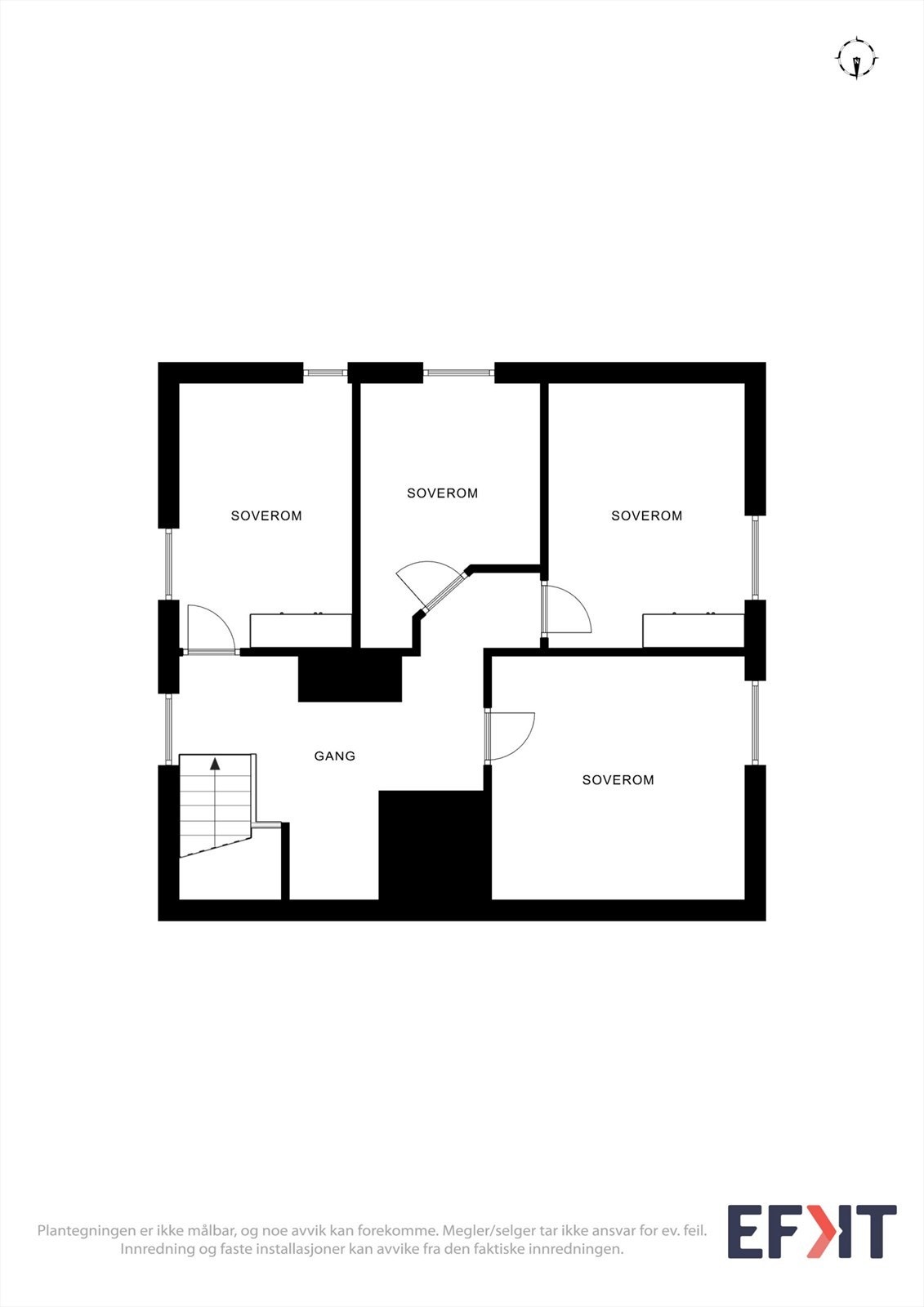 Loftsetasjen er innreidd med fire rom og ein gang. Bruksendringa av loftet frå tilleggsdel til hovuddel er søknadspliktig. Galleribilde