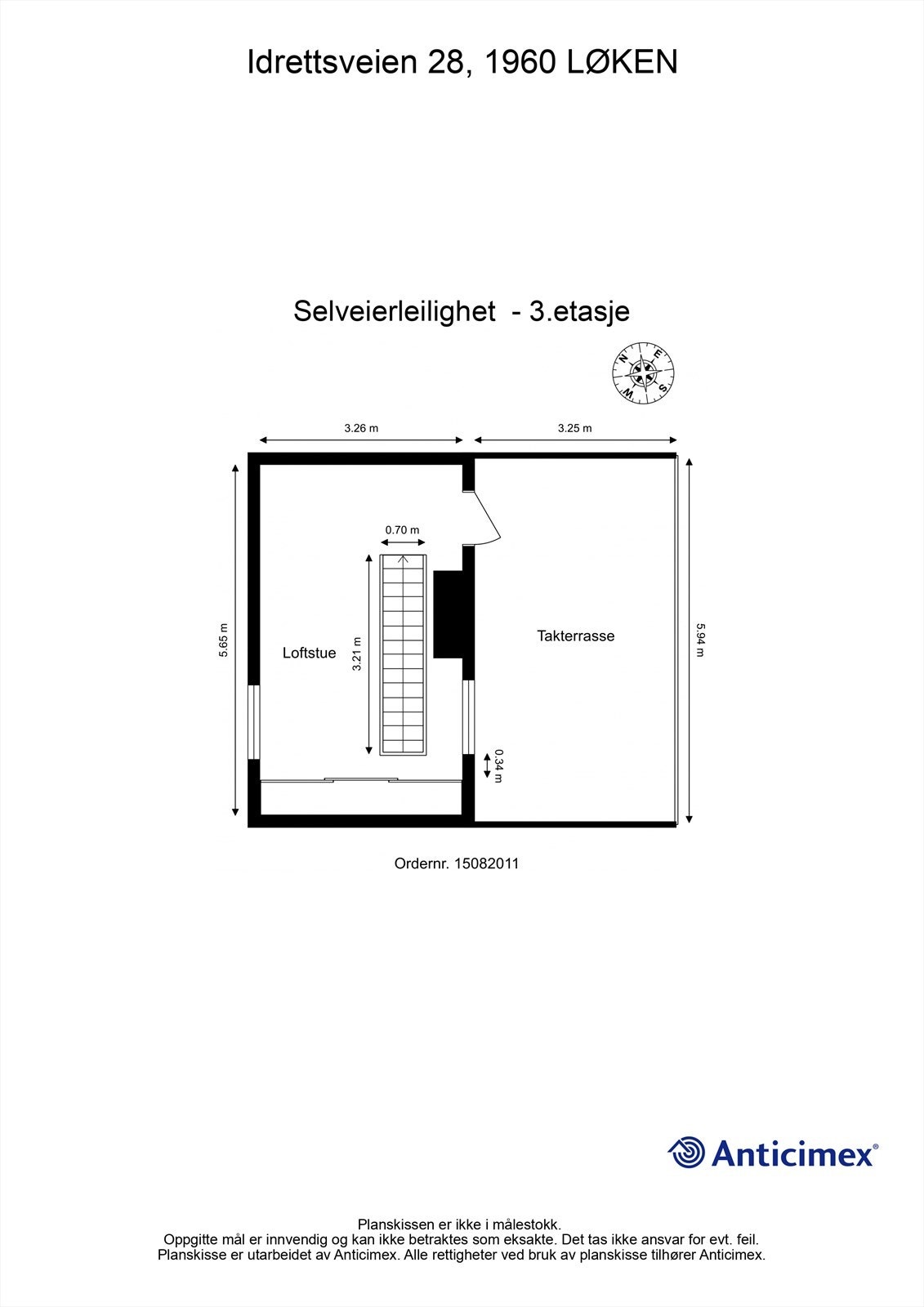 Toppetasjen består av en lys loftstue med direkte utgang til en stor takterrasse. Galleribilde