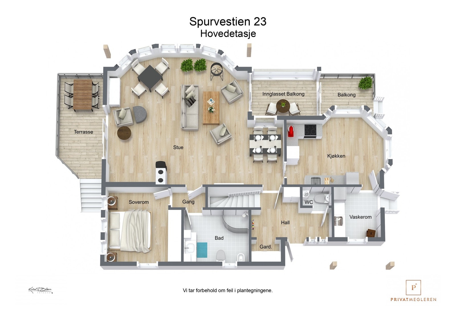 3 D plantegning hovedetasje Galleribilde