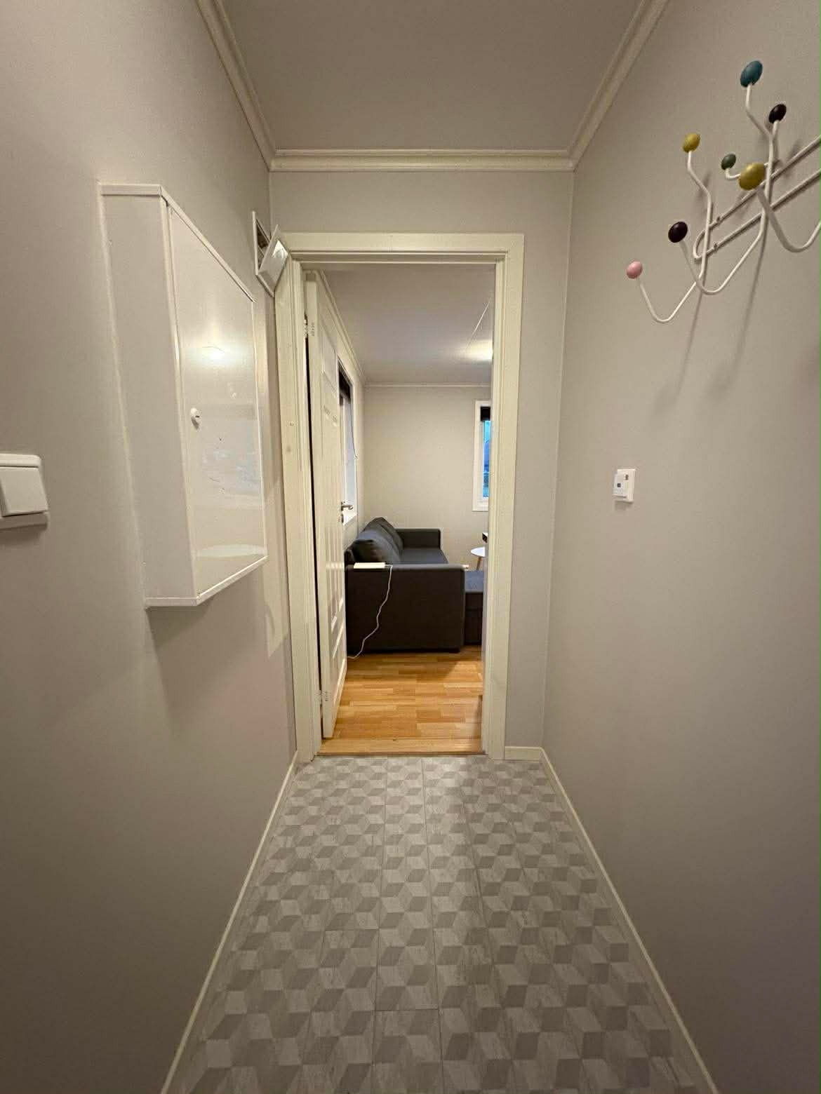 Gangen knyt opphaldsromma fint saman med bad og entrè. (Selgars eige bilete) Galleribilde