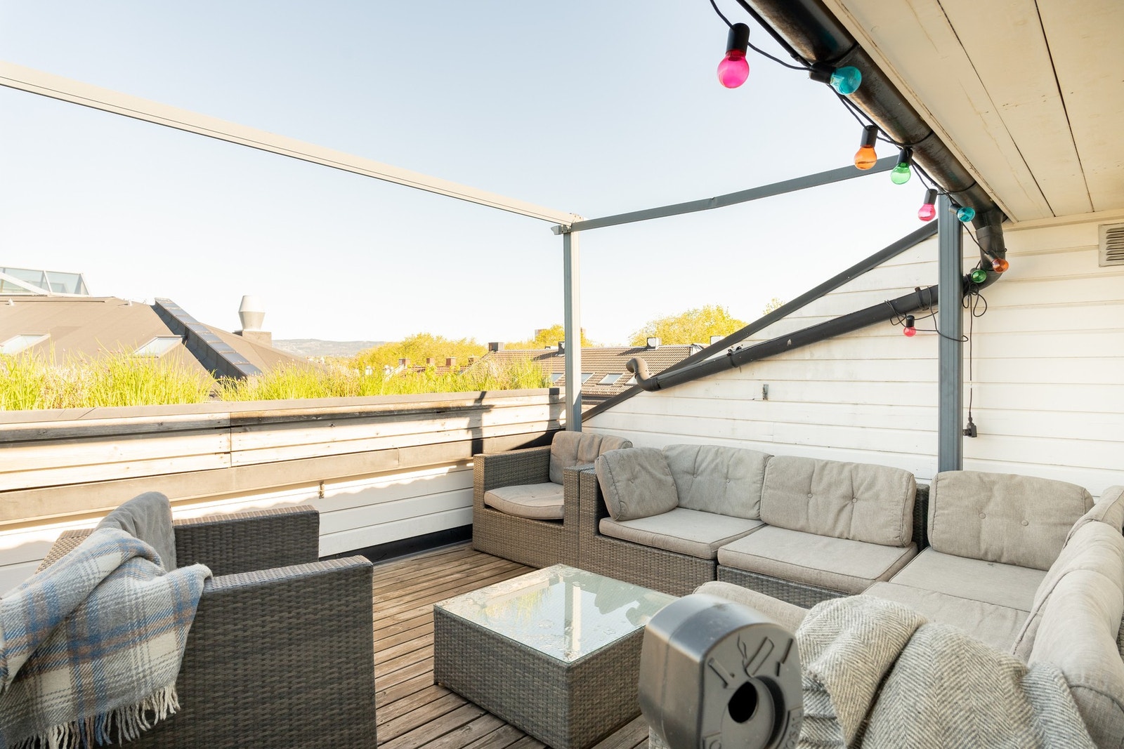 Borettslaget har en sosial og koselig felles takterrasse. Galleribilde