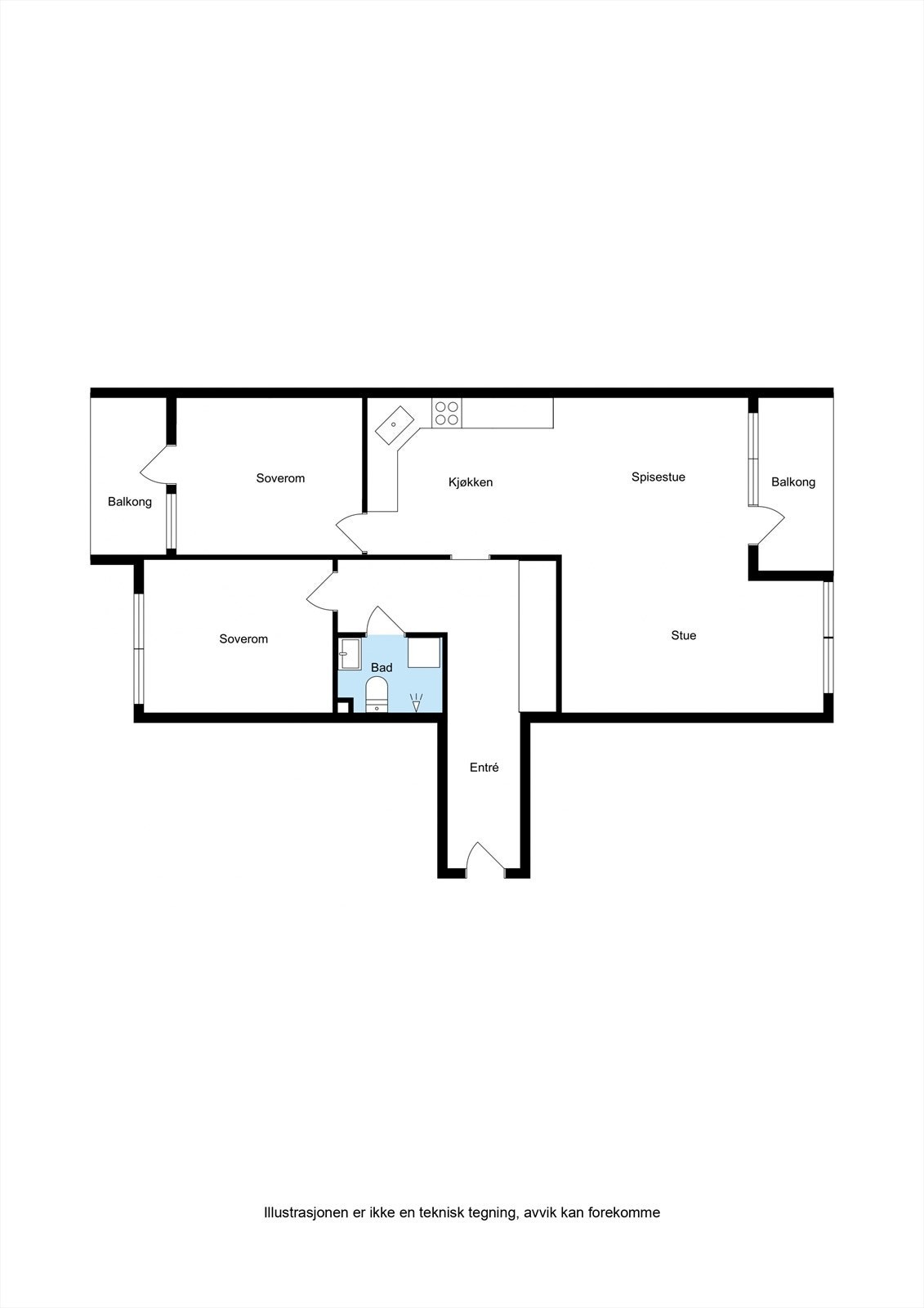 Alternativ plantegning for å etablere soverom 2 Galleribilde
