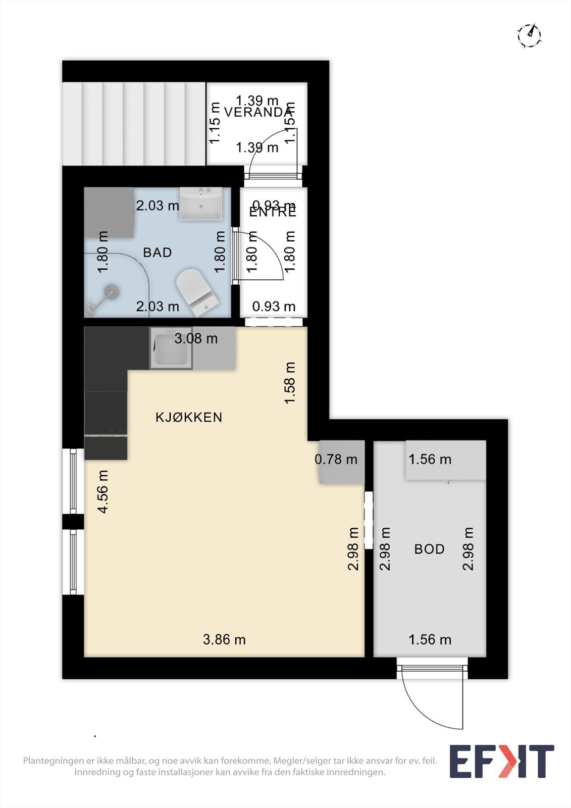 Plantegning kjeller (Benyttet som utleiedel, men er godkjent som bod. Dette er å anse som søknadspliktig tiltak) Galleribilde