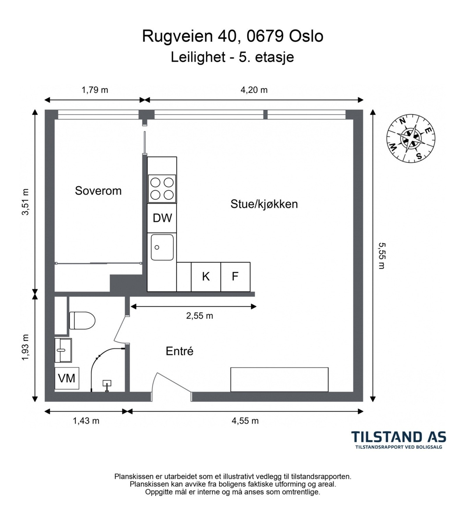 Før vi blar videre tar vi en titt på boligens planskisse. I tillegg til innvendig areal, disponerer boligen to boder på totalt 5 kvm. Galleribilde