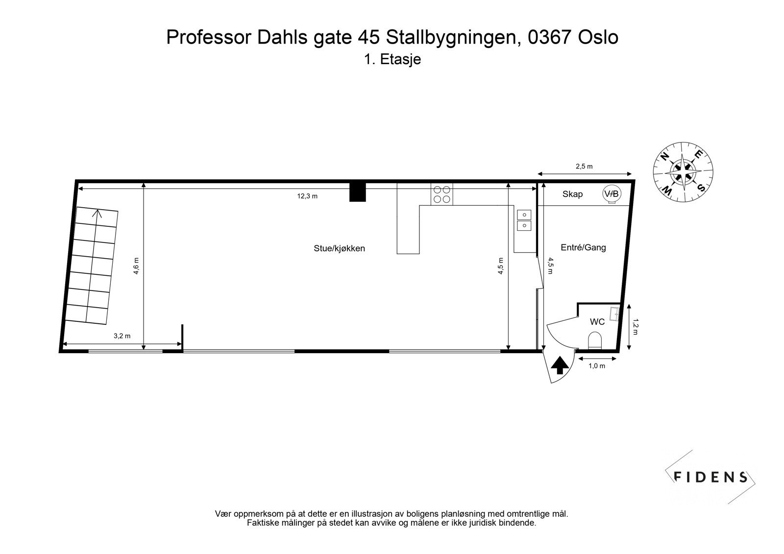Plantegning dagens situasjon 1. etasje. Det er ikke registrert eller lovlig opphold idag. Galleribilde
