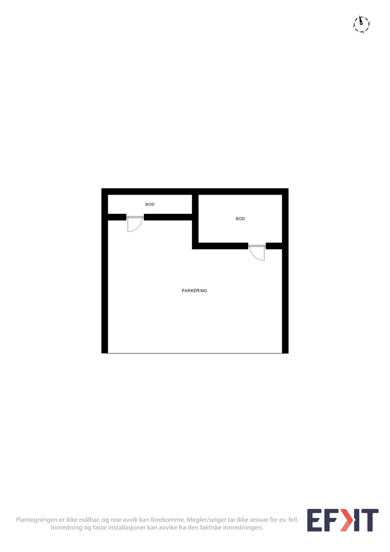 2D Plantegning - Carport med bod. Carport deles med nabo. Galleribilde