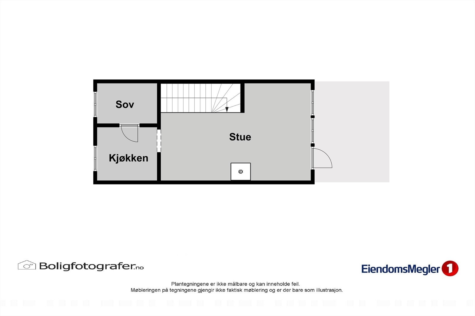 Plantegning 2. etasje. OBS! "Soverom" er ikke godkjent for varig opphold, men som bod Galleribilde