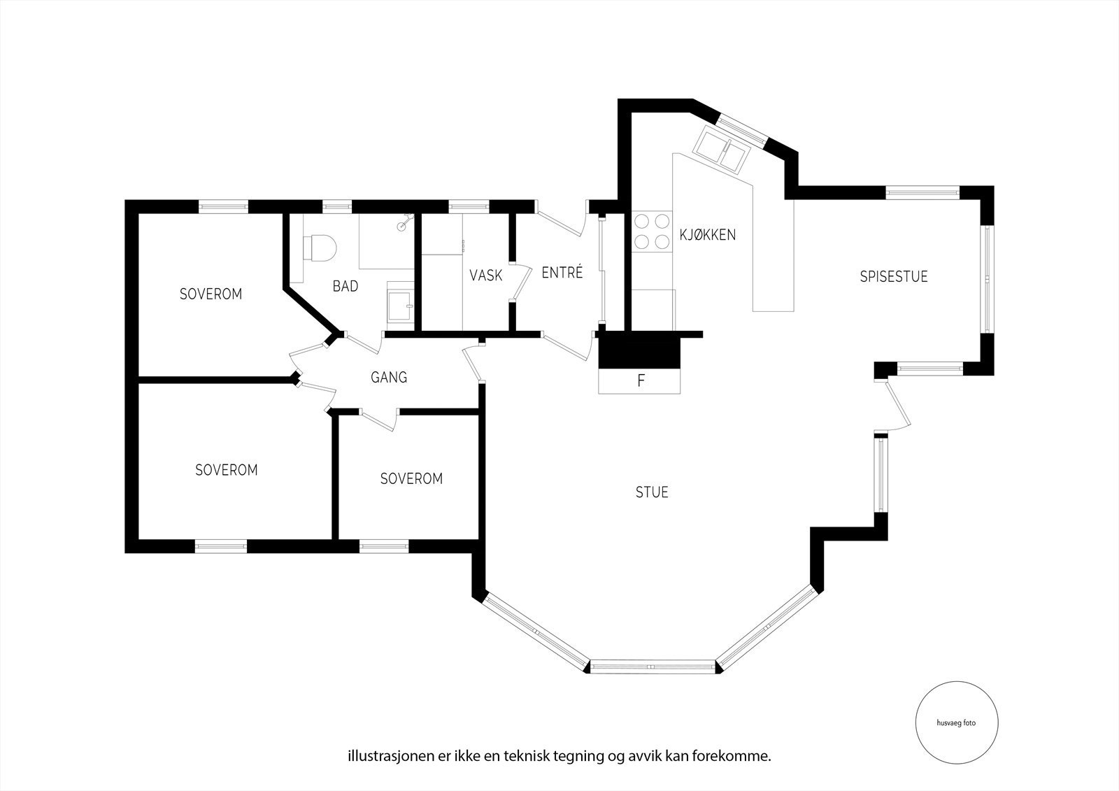 Effektiv planløsning på ett plan. Galleribilde