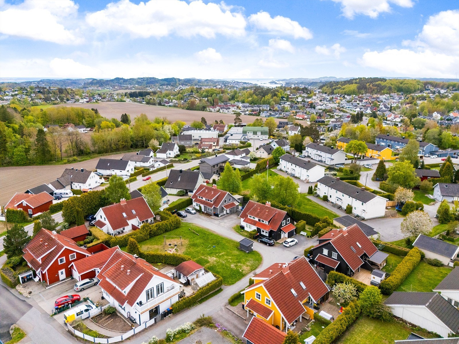 Oversikt over det etablerte boligområdet på Åbol i Sandefjord. Galleribilde