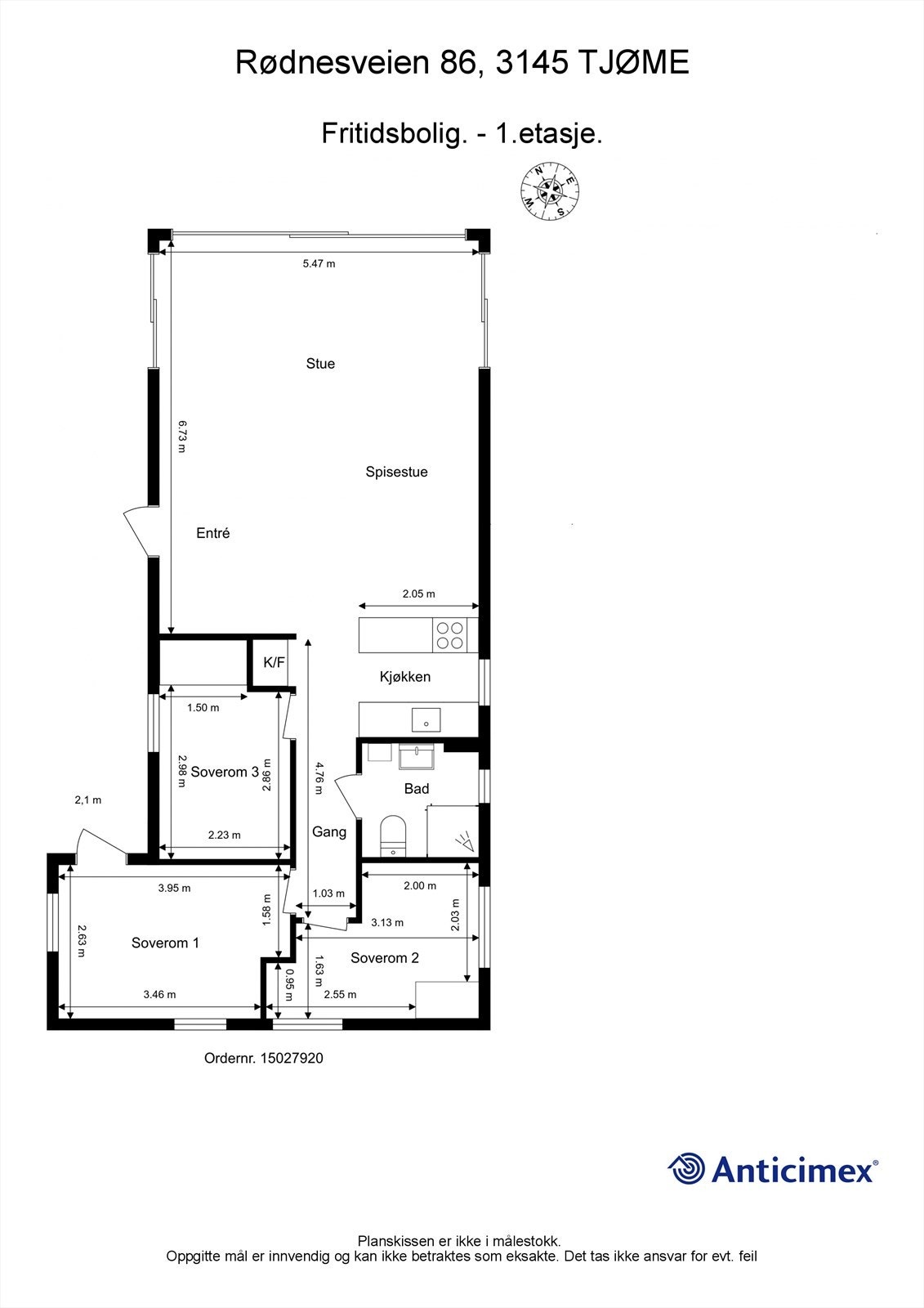 Plantegning- Rødnesveien 86, 3145 TJØME Galleribilde