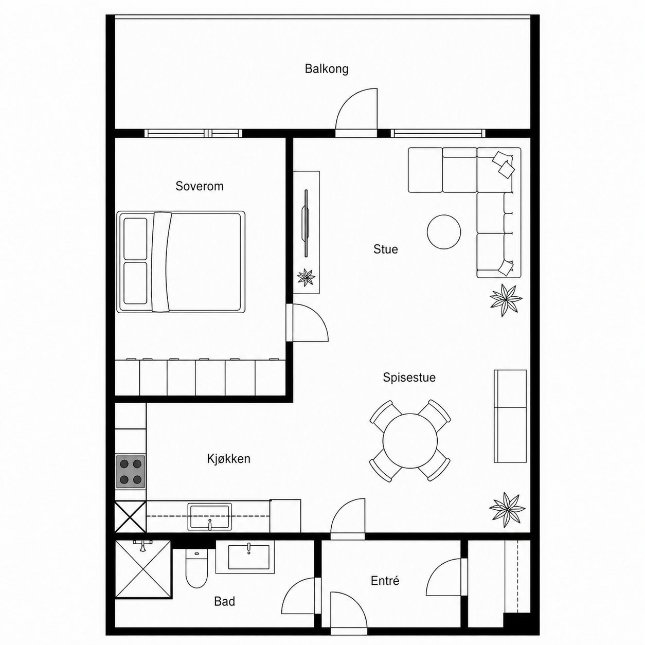 Praktisk og funksjonell planløsning (se plantegning). Galleribilde