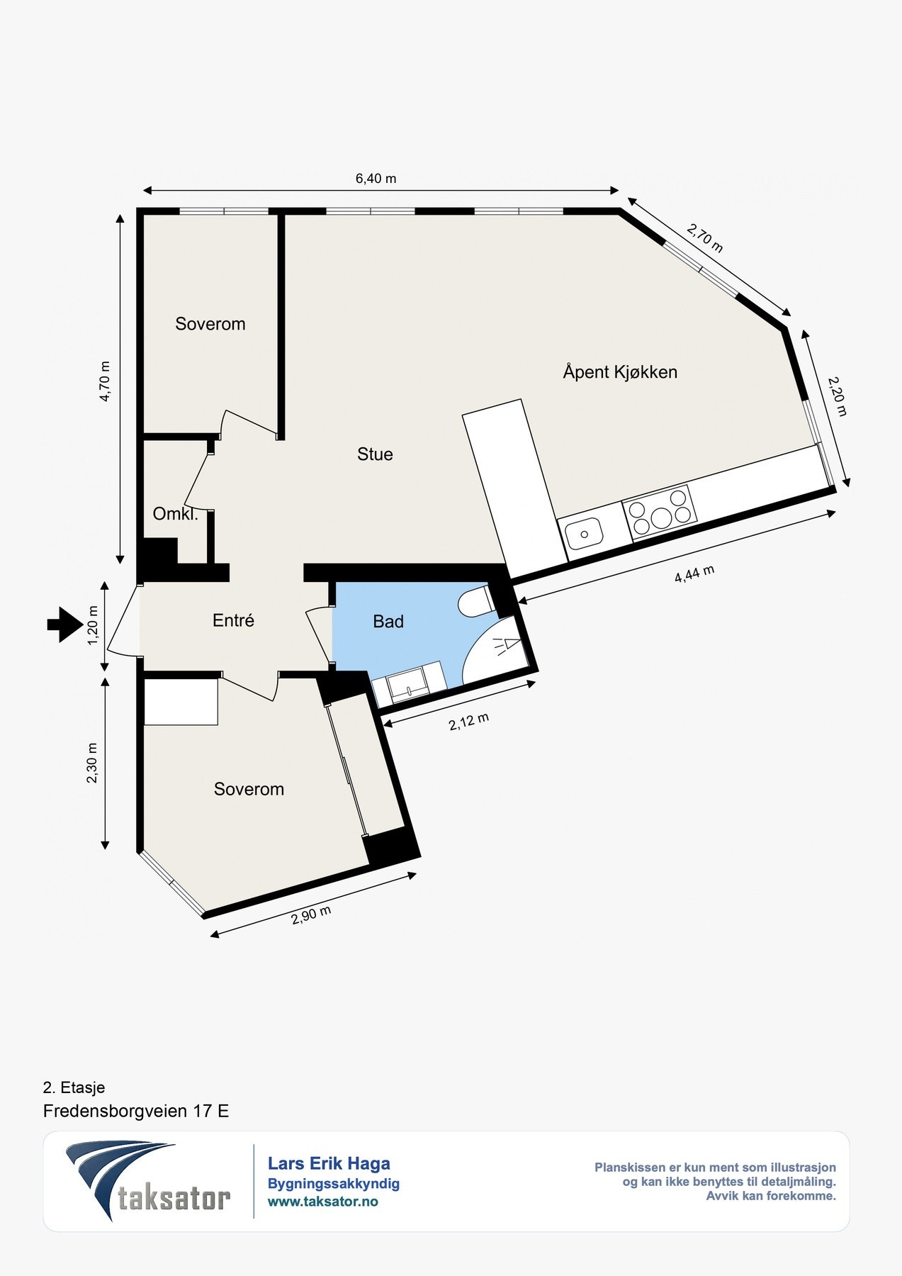 Alternativ plantegning med 2 soverom. Galleribilde