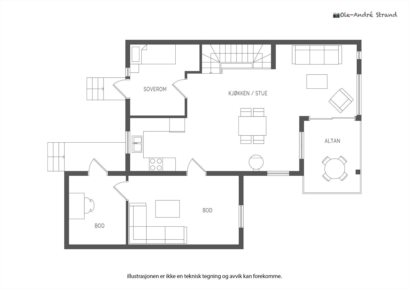 Plantegning hovedetasje. Galleribilde