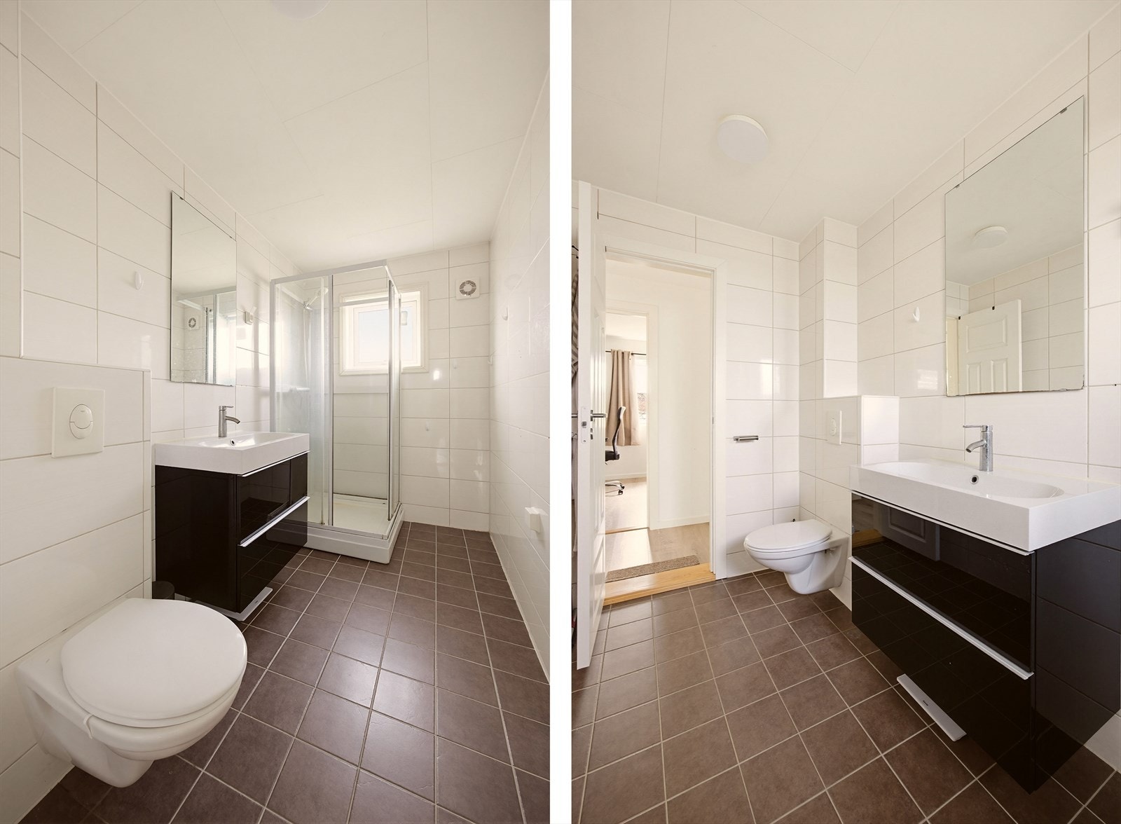 Badet i enhet 1B ble pusset opp i 2015/2016 og har elektrisk gulvvarme, vegghengt toalett og dusjkabinett. Galleribilde