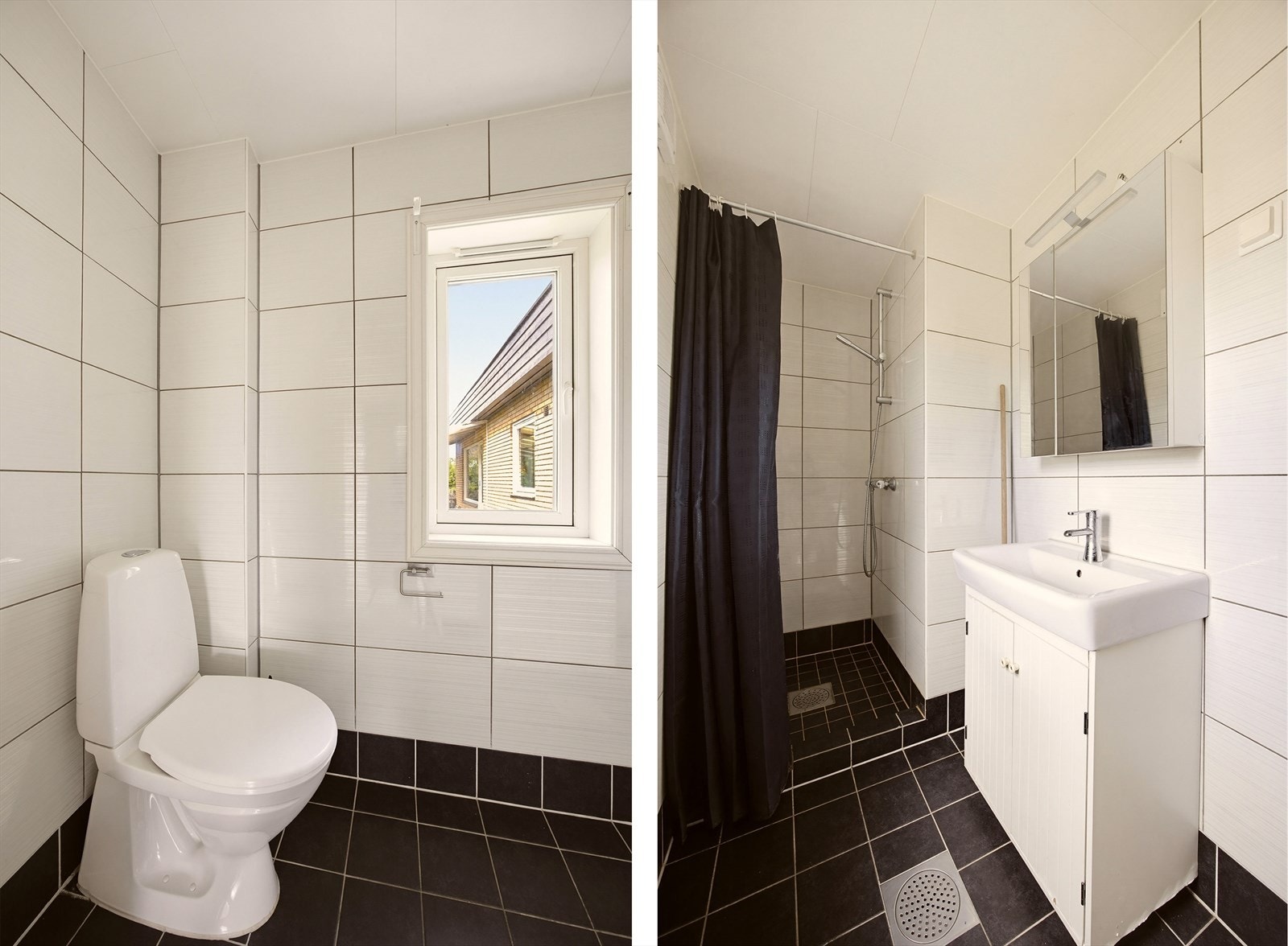 Badet i enhet 1A ble pusset opp i 2016 og har elektrisk gulvvarme. Innredningen byr på toalett, speilskap, baderomsinnredning med skaper og dusj i egen sone. Galleribilde