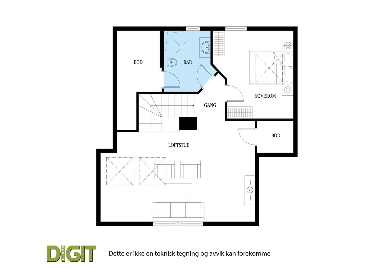 Plantegning Loft. Galleribilde