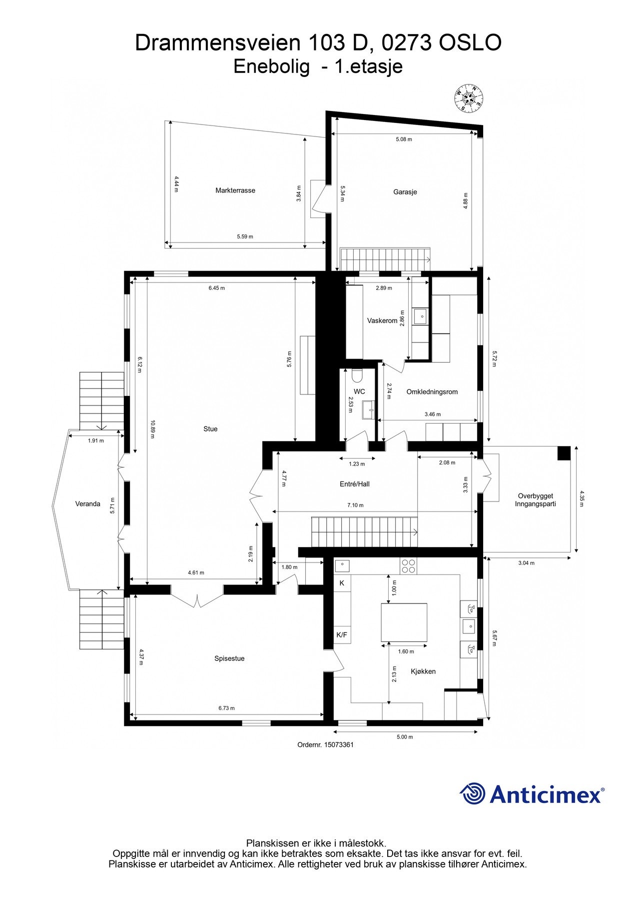 Plantegning hovedetasje. Galleribilde