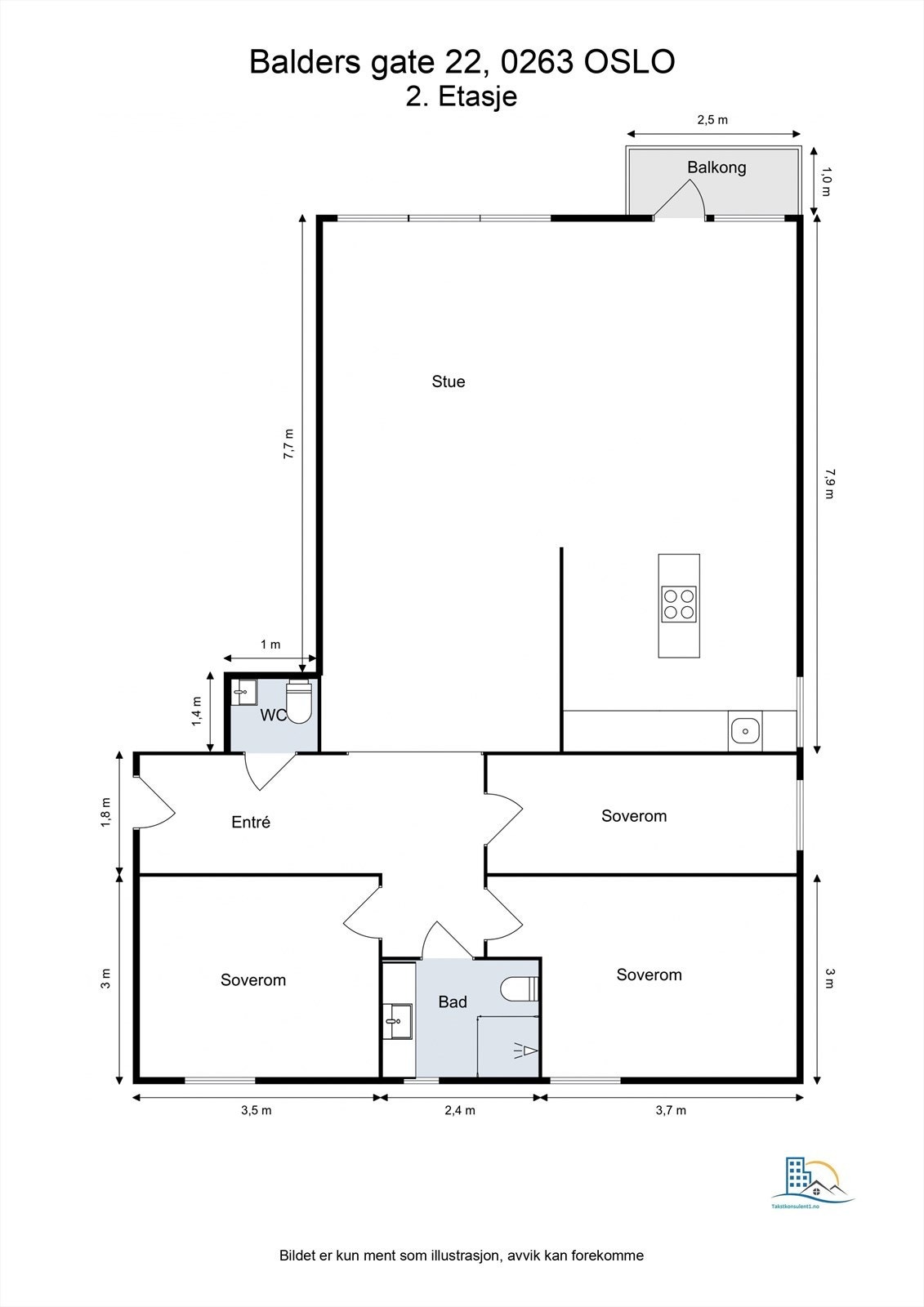Plantegning. Boligen disponerer også to kjellerboder på til sammen ca. 6,3 m². Galleribilde