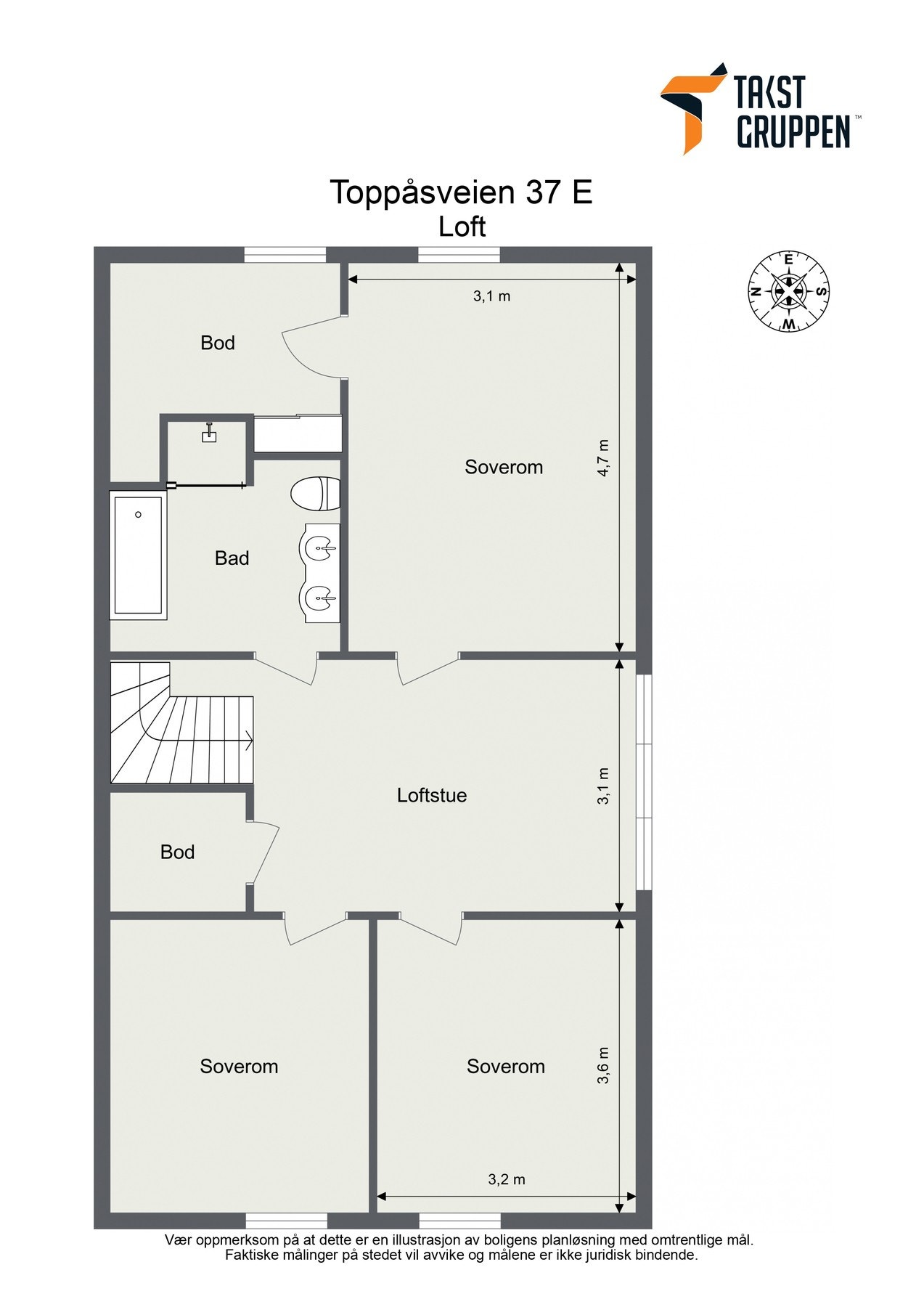 Plantegning 2.etasje/loftsetasje Galleribilde