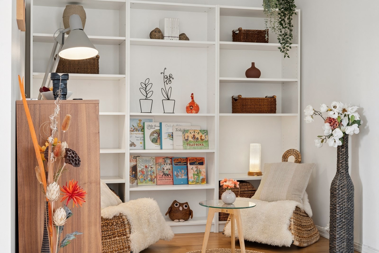 Avhuket er i dag er innredet som en hyggelig lesekrok. Galleribilde