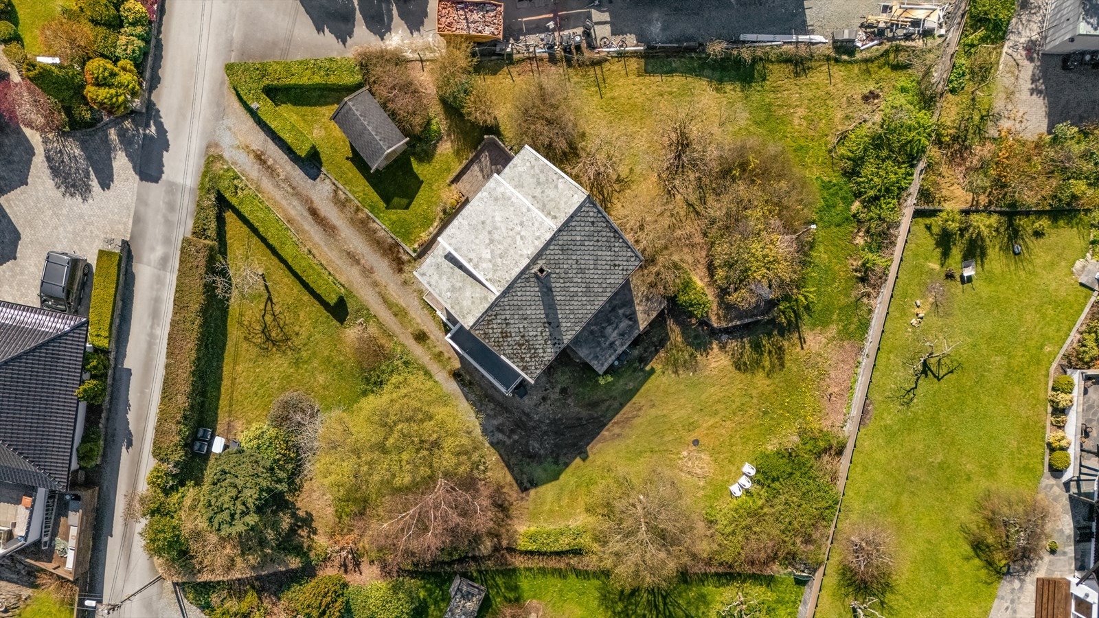 Tomten sett ovenfra, som viser potensialet i uteområdene. Galleribilde