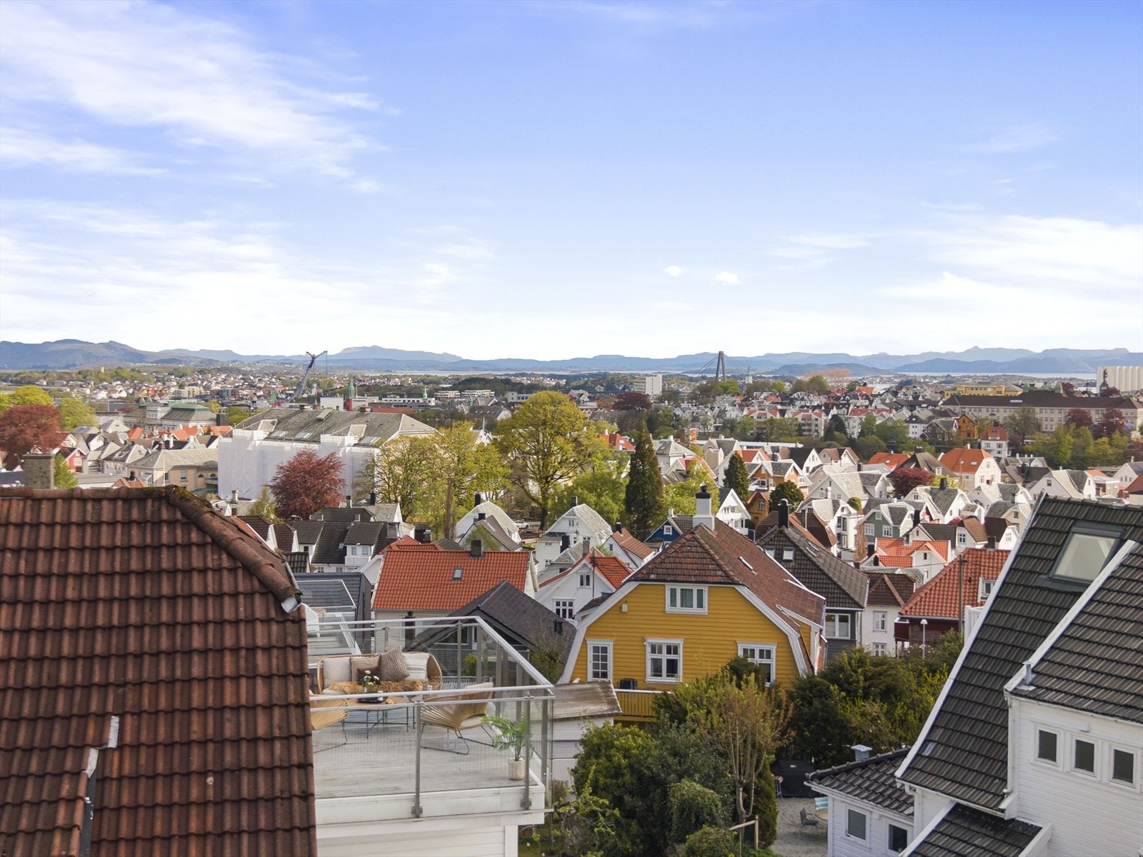 Oversikt over nærområdet fra takterrassen. Galleribilde