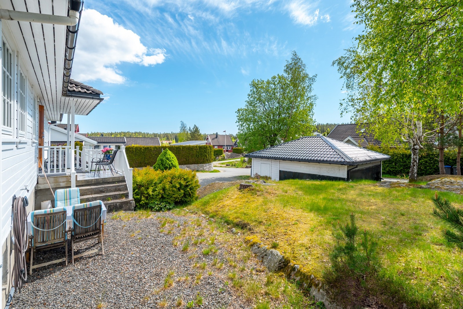 Uteplass ved inngangspartiet med gode solforhold gjennom dagen. Galleribilde