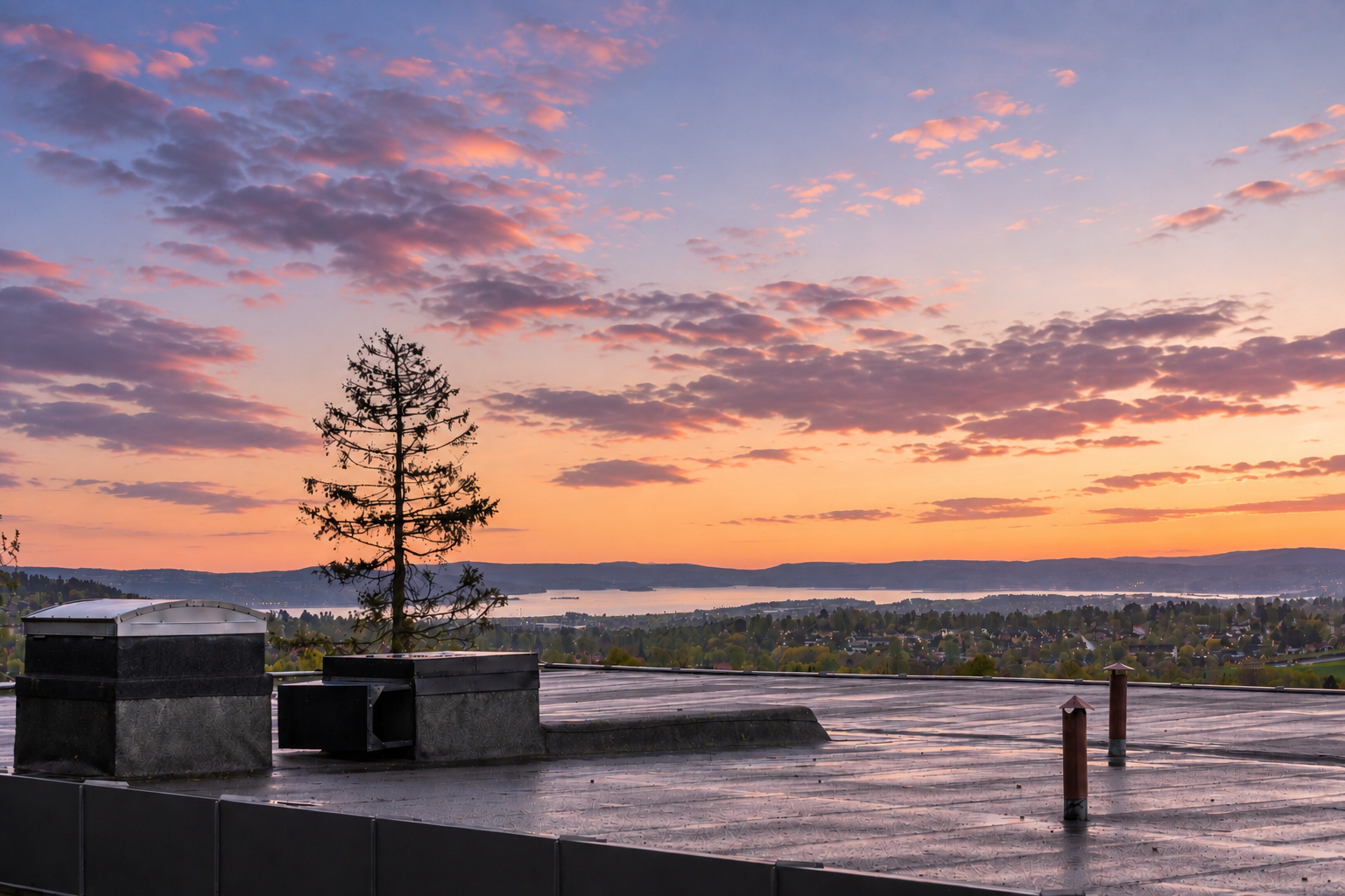 Fantastisk utsikt på kveldstid hvor du kan se innseilingen til Oslo (KI generert kveldsbilde) Galleribilde
