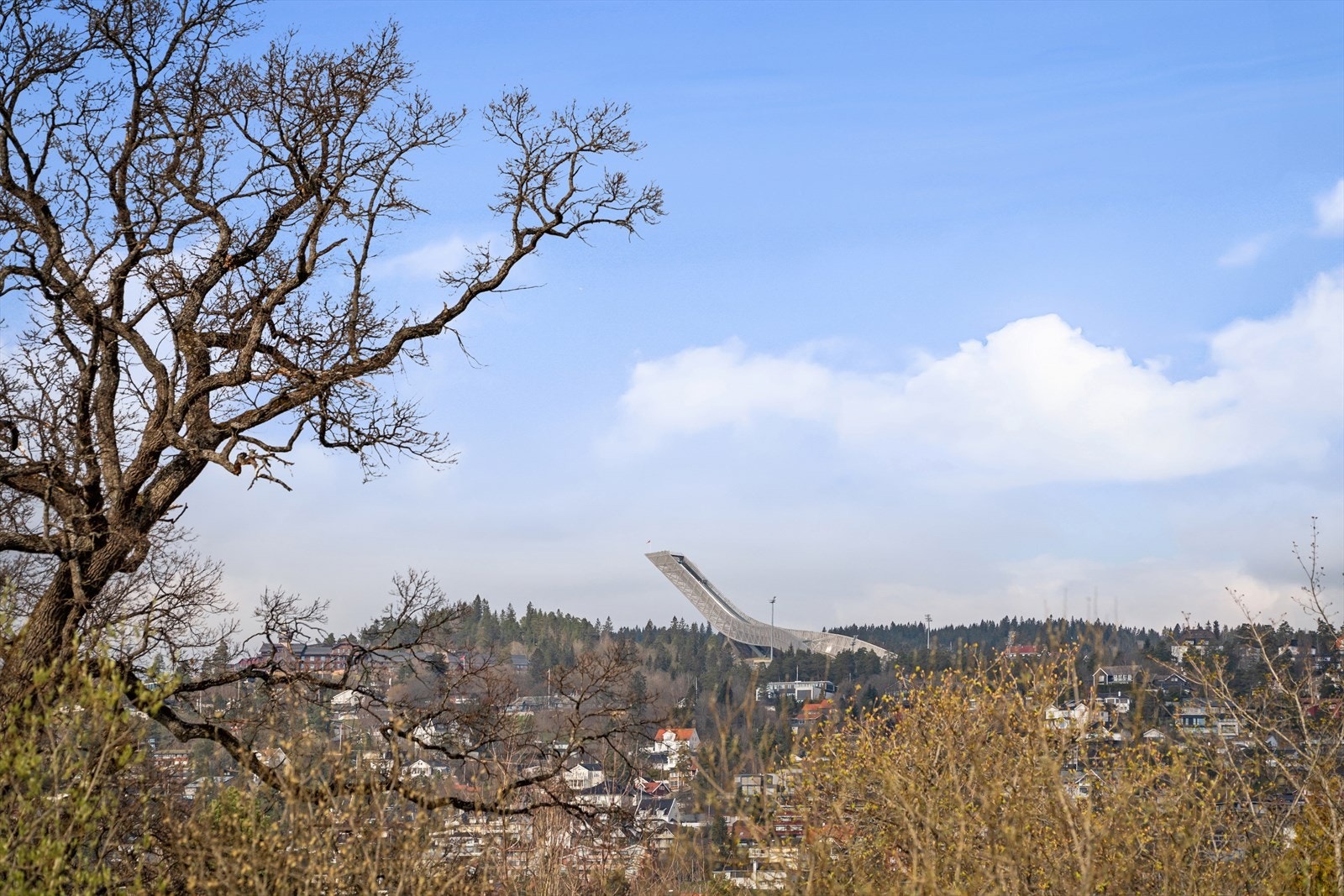 Fra takterrassen ser du rett mot Holmenkollen - et vakkert blikkfang i horisonten. Galleribilde