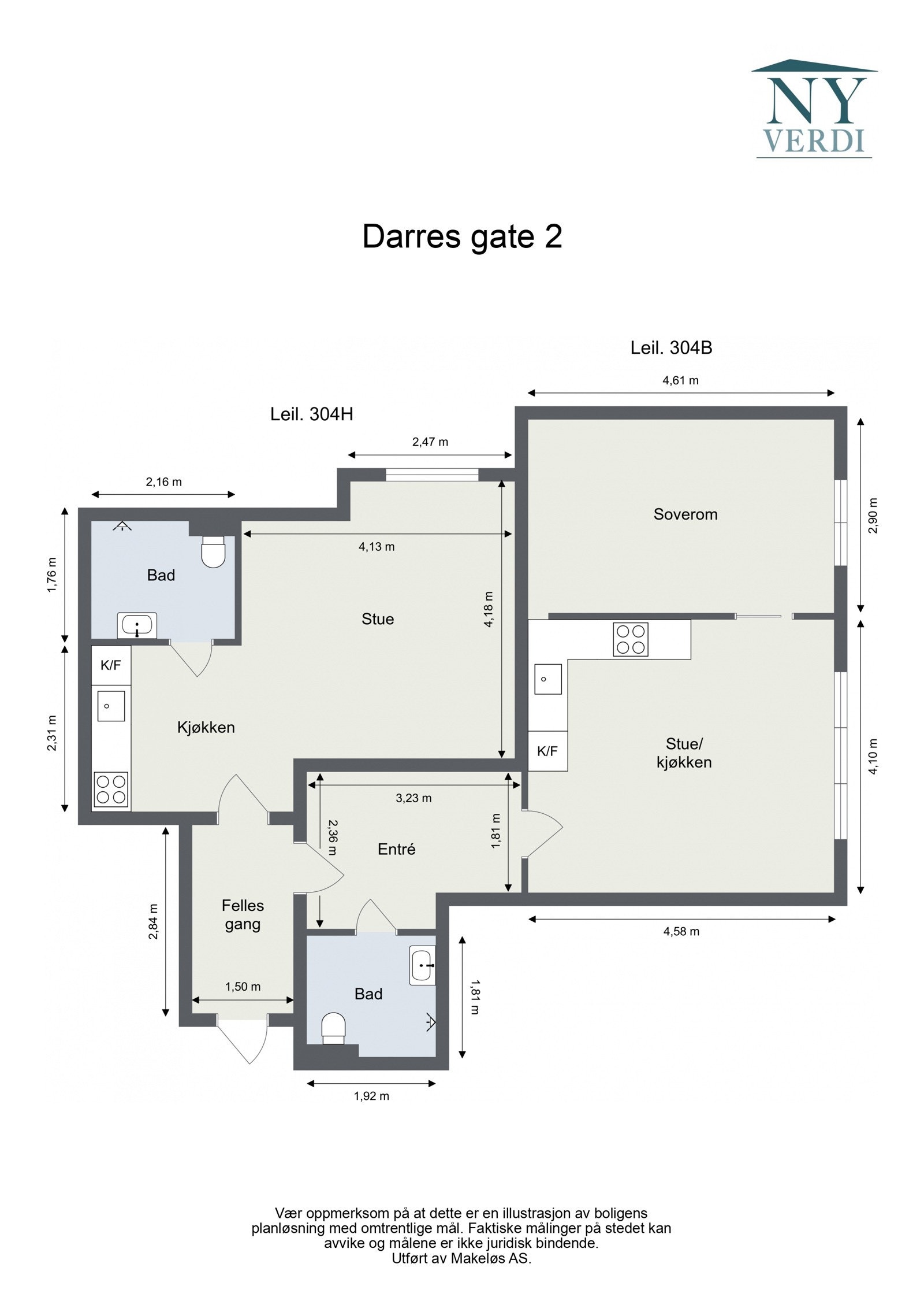 Plantegning 3. etasje. I tillegg disponerer leiligheten en loftsbod på ca. 4,3m². Heis i bygget. Galleribilde