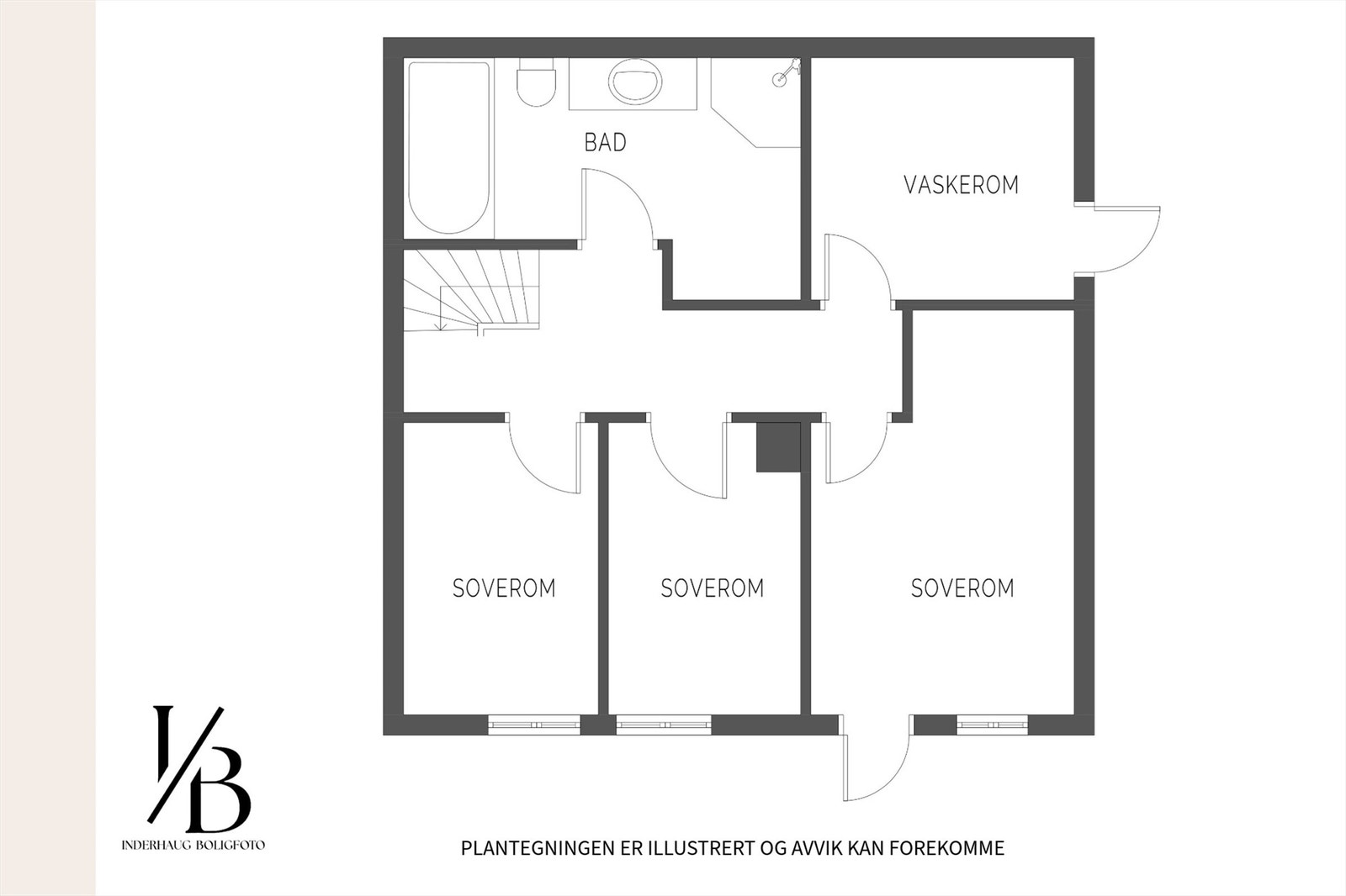 Underetasjen er en praktisk og adskilt sone med tre soverom, bad og et separat vaskerom. Galleribilde