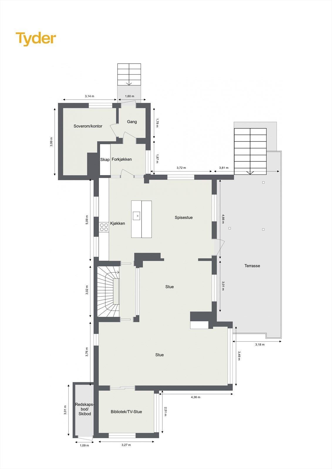 Plantegning 1. etasje Galleribilde