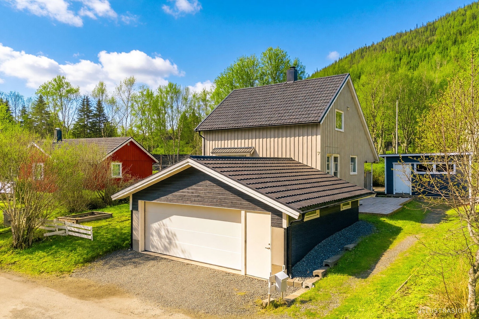 Velkommen til Elias Blix Veg 7! Foto: EFKT - Redigert til sommerbilde med AI. Galleribilde