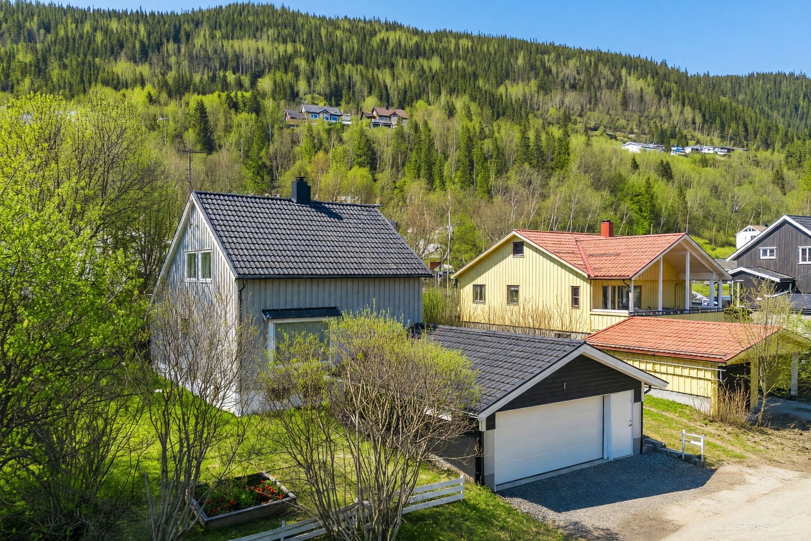 Fasade - Redigert til sommerbilde med AI. Galleribilde