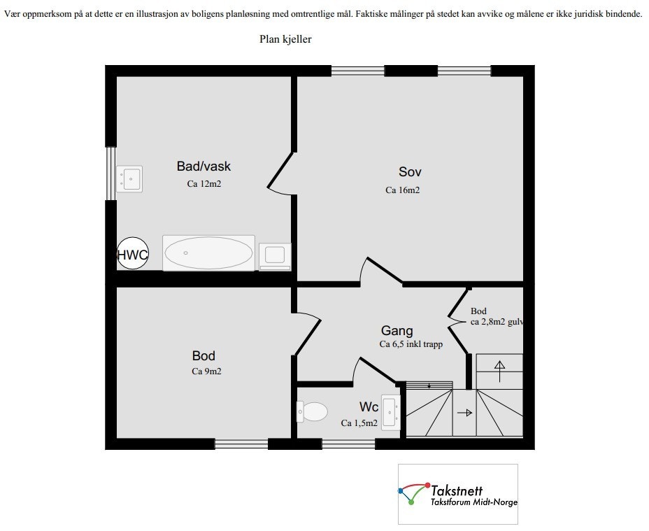 Planskisse kjeller. Galleribilde