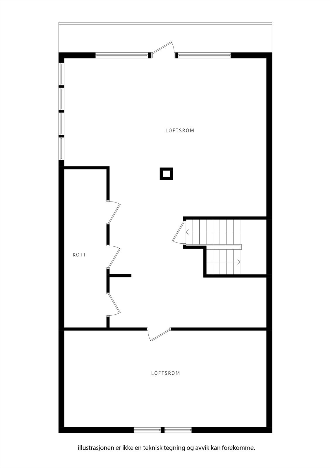 Plantegning loft (ikke byggesøkt for varig opphold) Galleribilde