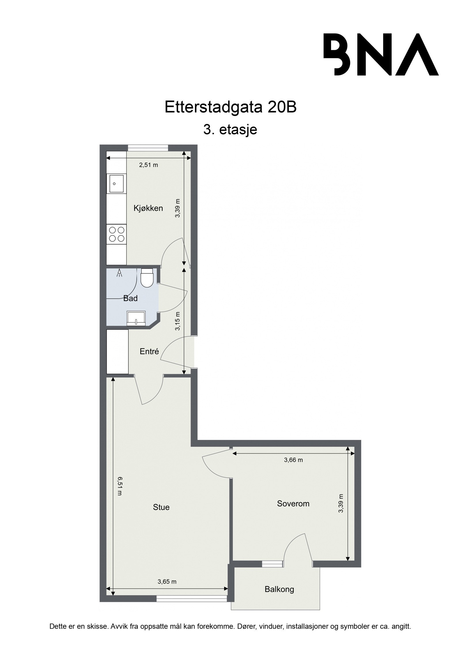 Plantegning - Leiligheten disponerer også en kjellerbod på ca. 2 kvm Galleribilde