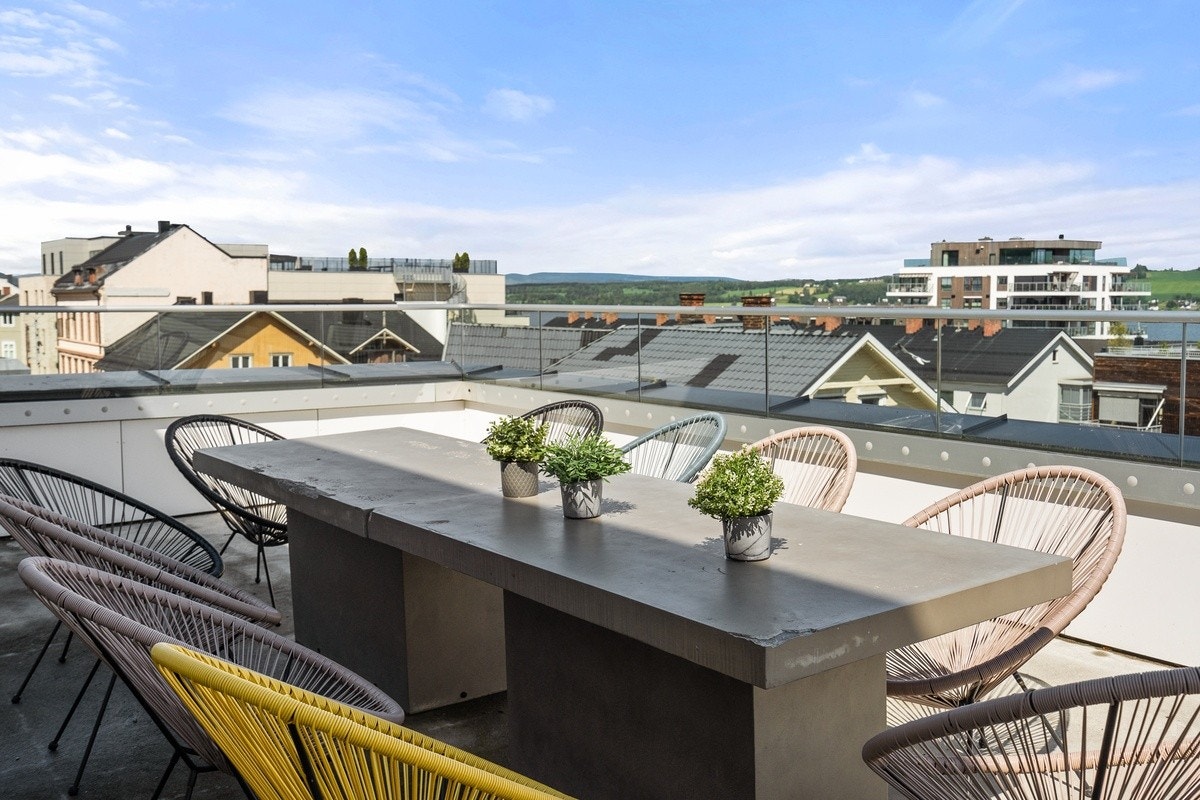 Nyt frisk luft på en av mange felles takterrasser Galleribilde
