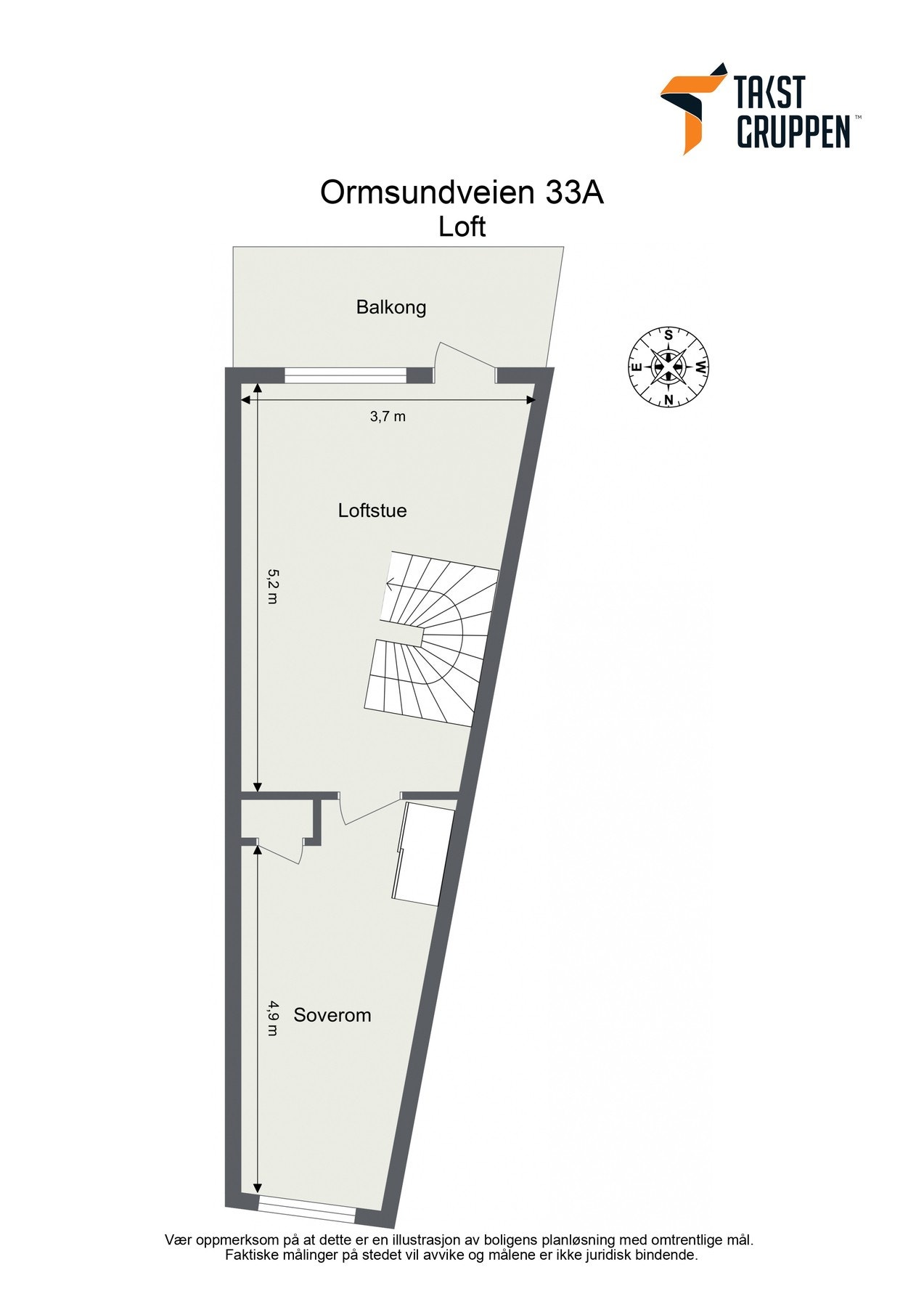 Plantegning 3.etasje/loftetasje Galleribilde