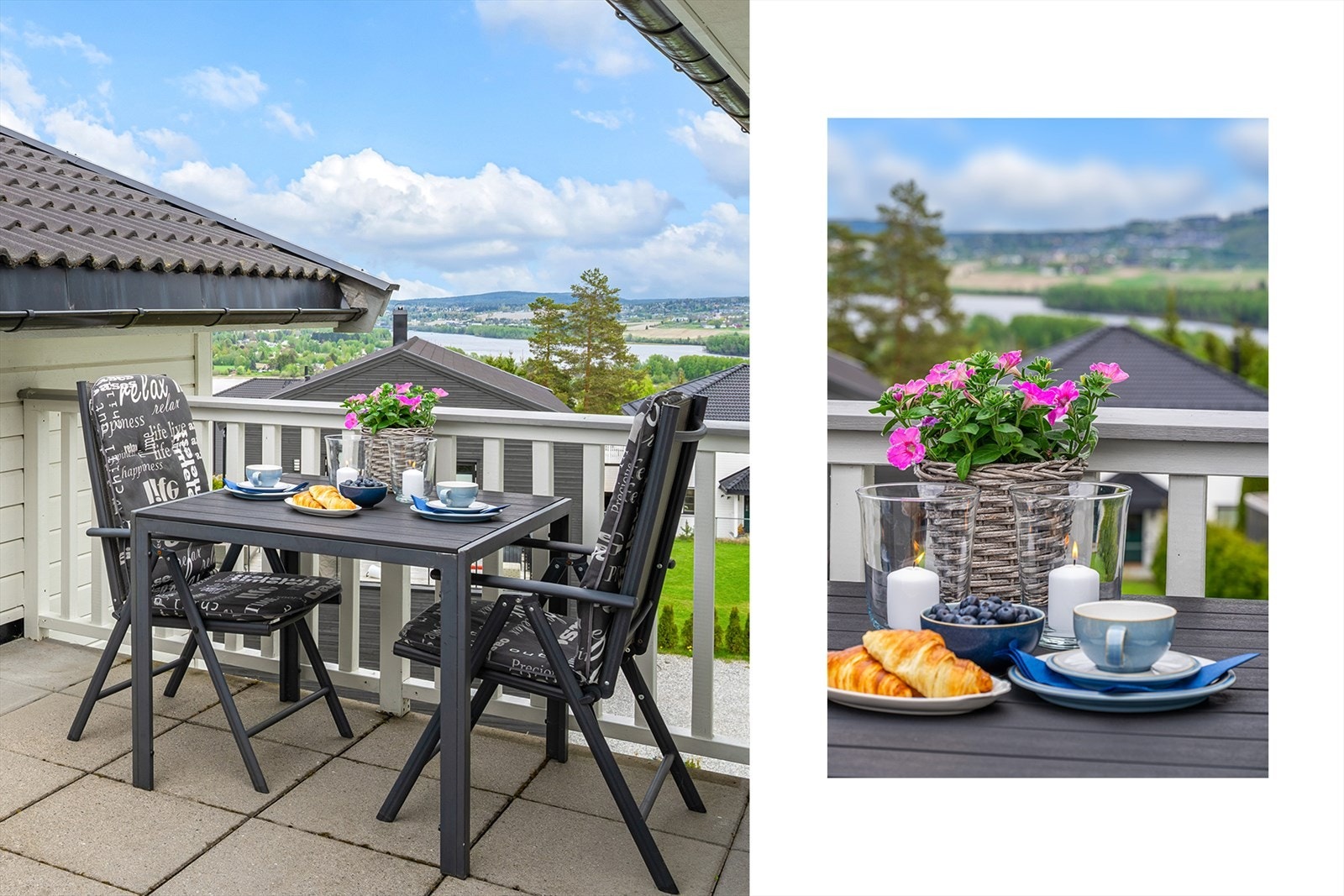 Takterrassen er belagt med betongheller og har god plass til både sittegruppe og spisebord. Galleribilde