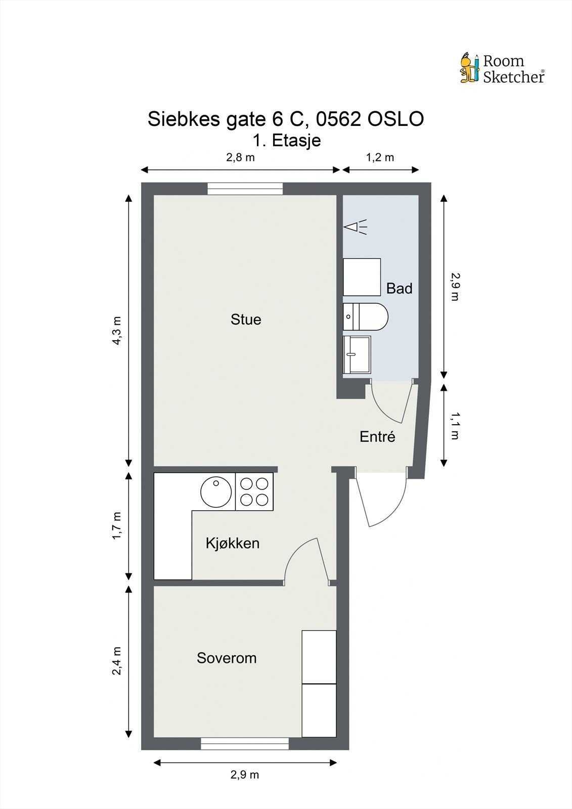 Leiligheten disponerer også en bod på ca. 2 kvm på loft og en bod i kjeller på ca. 4 kvm Galleribilde
