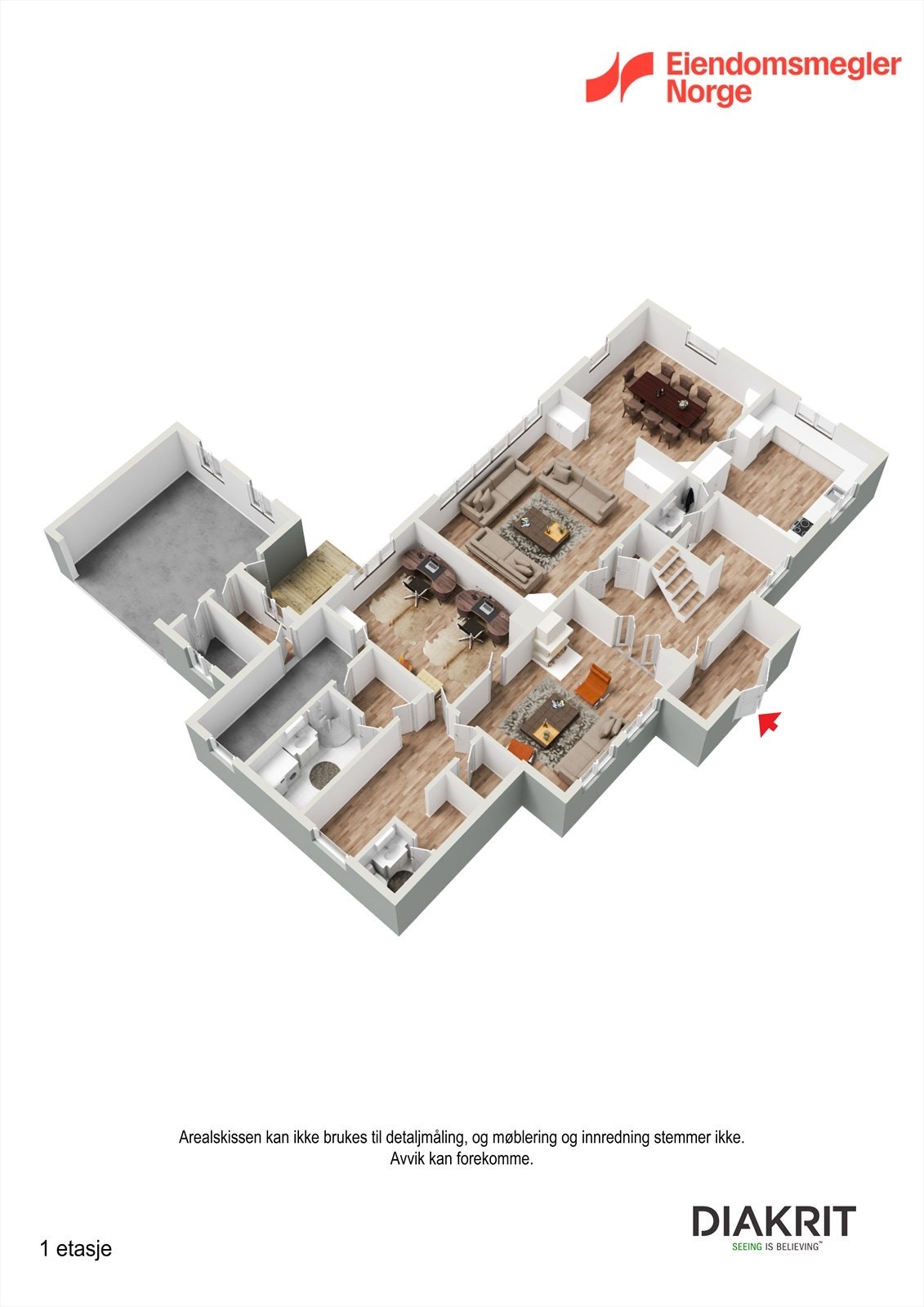 Plantegning 3D - 1. etasje. Galleribilde