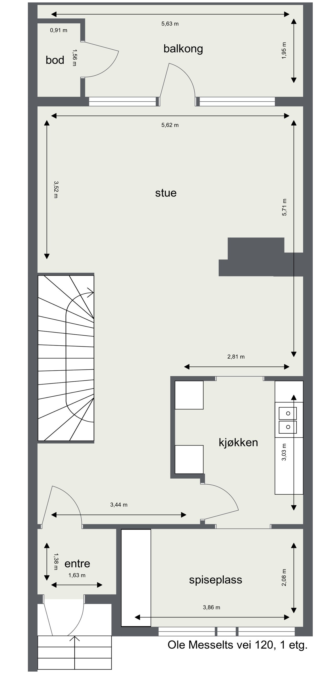 Plantegning 1.etg Galleribilde