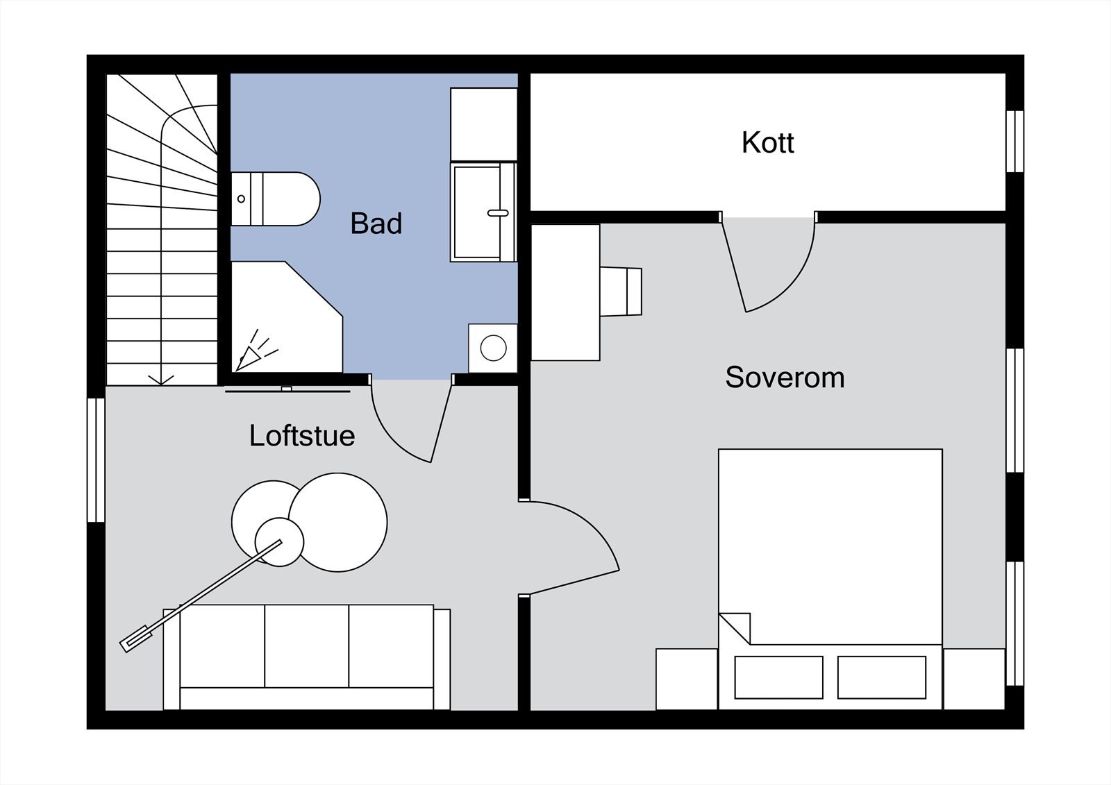 Plantegning loftsetasje. Galleribilde