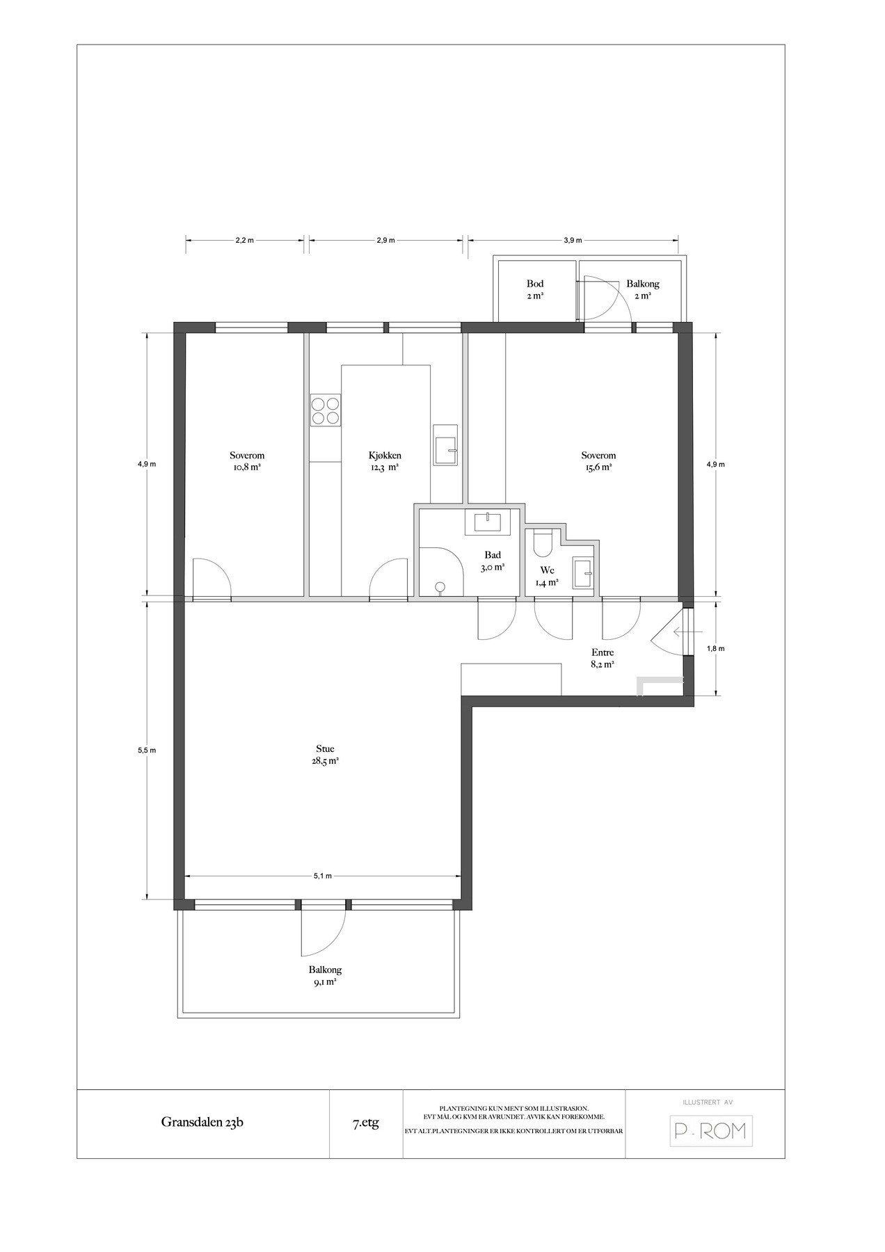 Plantegning - Gransdalen 23B Galleribilde