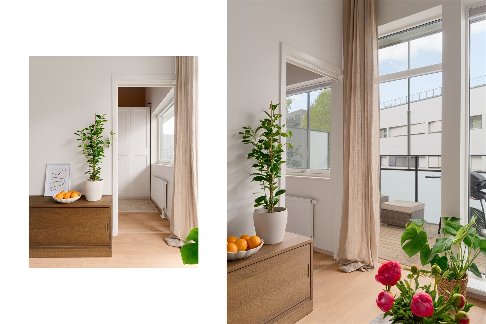 De store vindusflatene gir rikelig med naturlig lys, mens de lyse overflatene gjør det enkelt å innrede etter eget ønske. Galleribilde