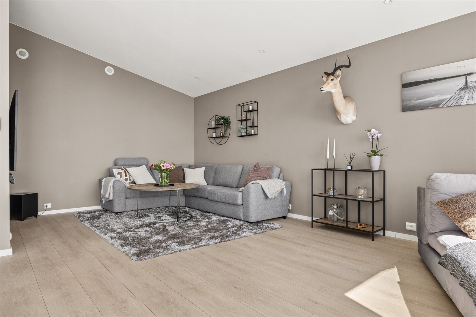 Stue med god takhøyde og koselig sofa-hjørne. Galleribilde