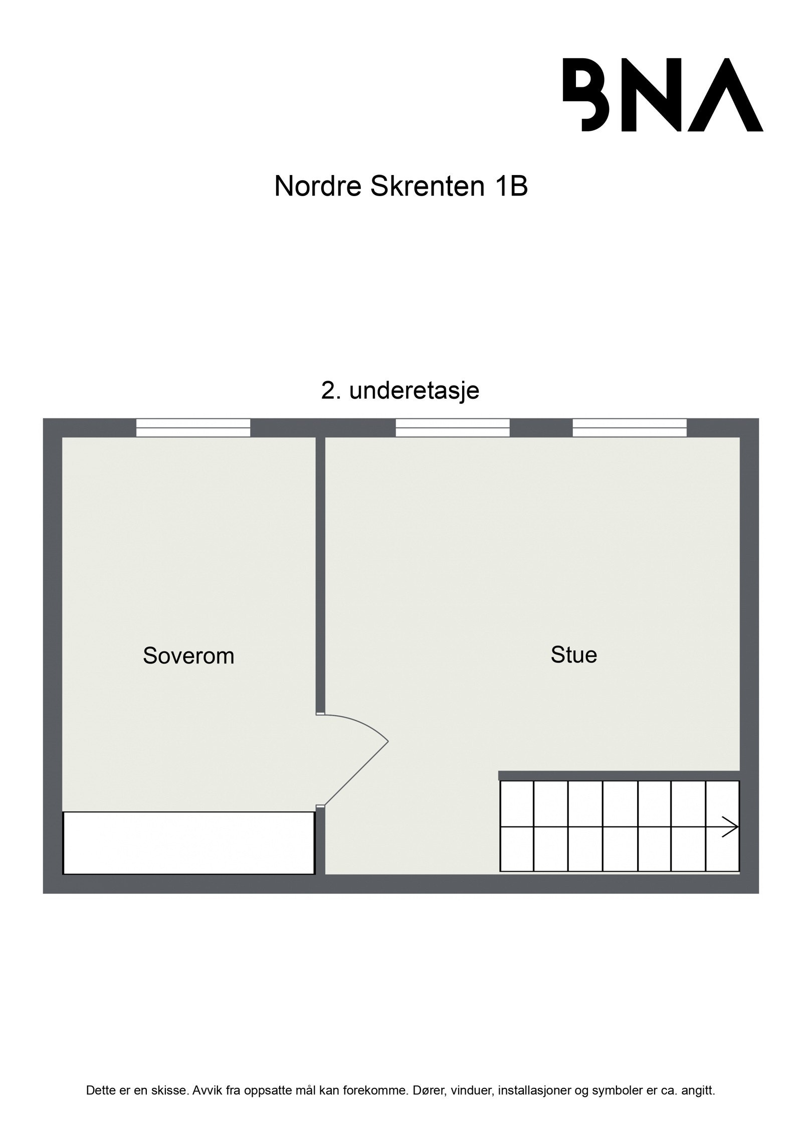 2. underetasje: Plantegning slik leiligheten er i dag Galleribilde