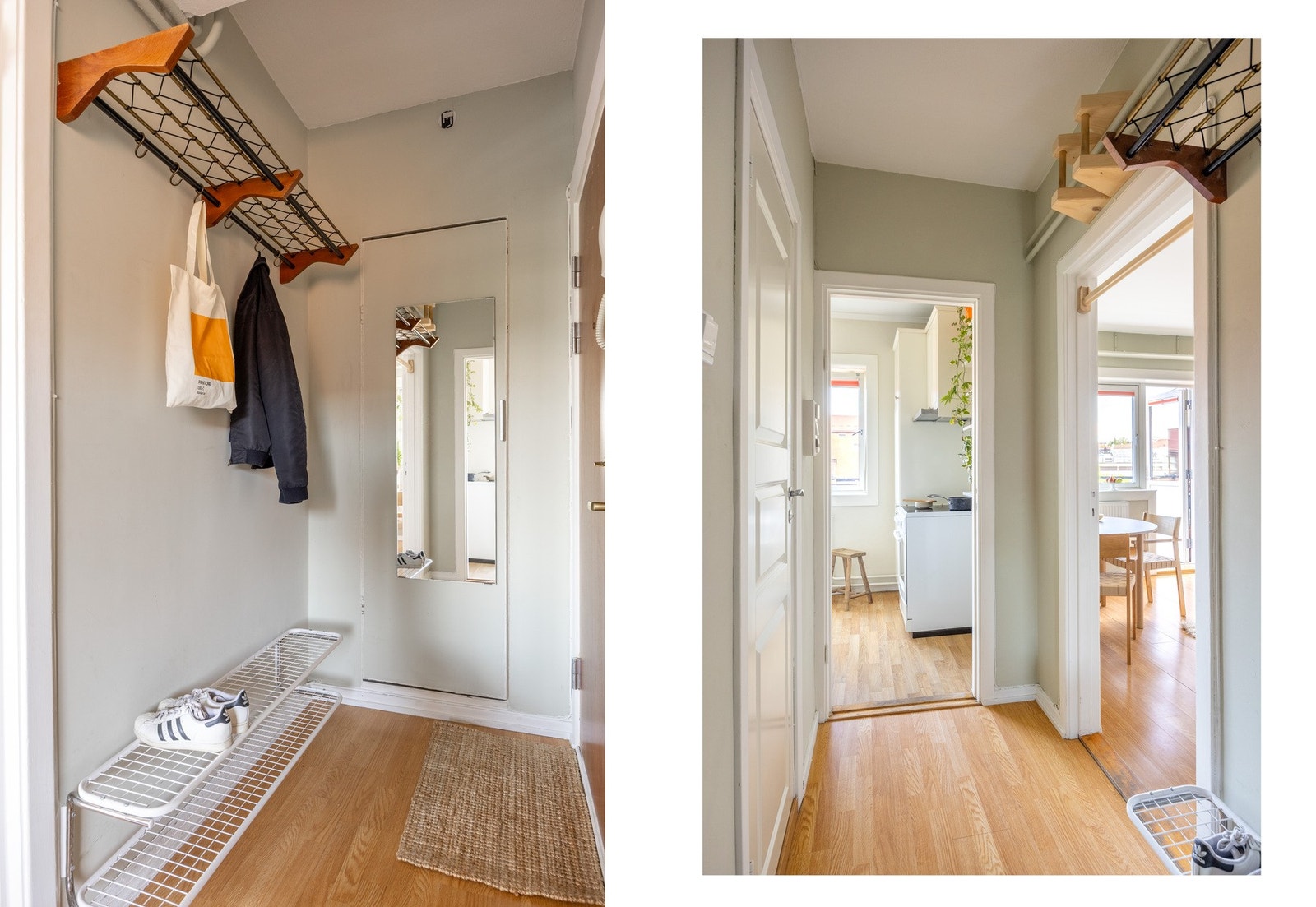 Ønsket velkommen inn i en lys entré med skyvedørsgarderobe. Galleribilde