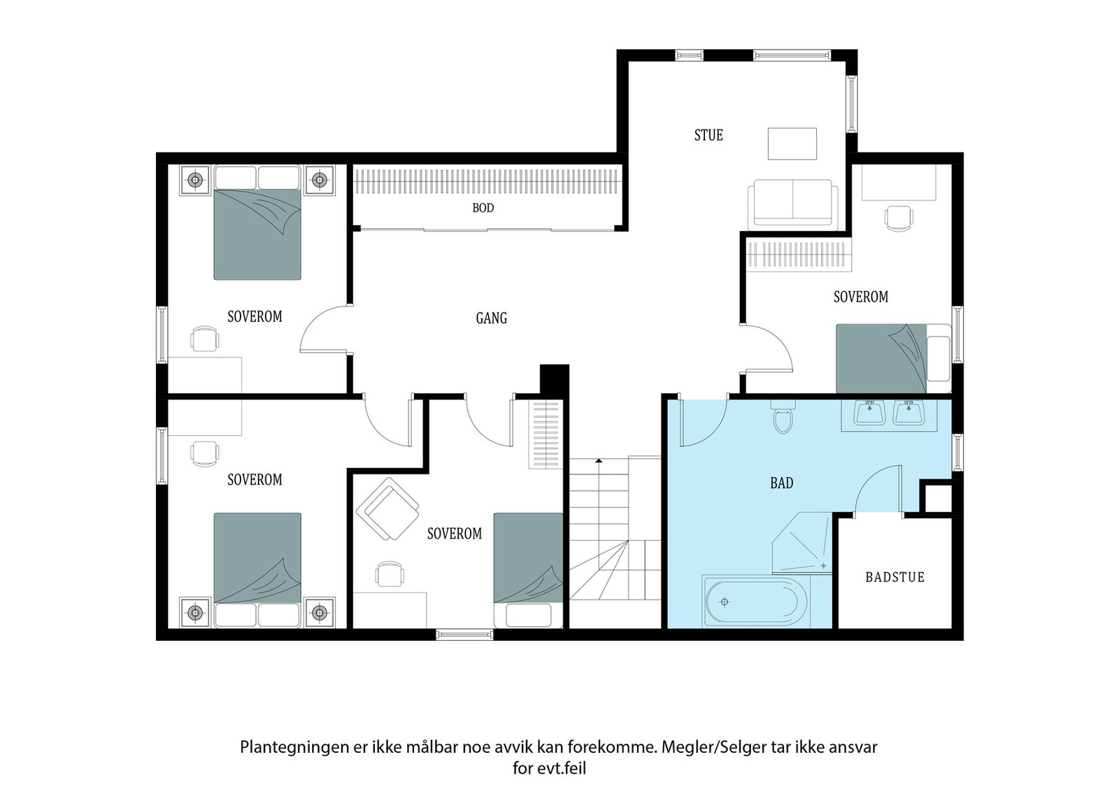 2. etasje byr på en familievennlig planløsning med loftstue, fire soverom, bad med badekar og egen badstue. Galleribilde